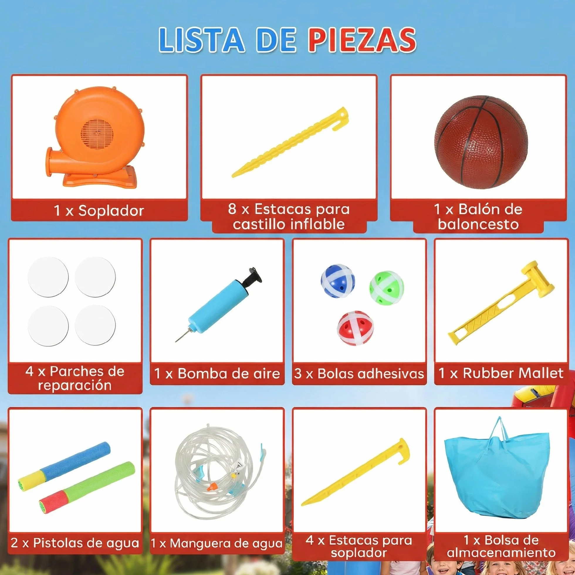 AIYAPLAY Castillo Hinchable Grande Acuático 7 en 1 con Soplador 450W Hinchable para Niños con Tobogán Seco/Agua, Trampolín, Piscina, Canasta, Columna de Boxeo Exterior/Interior 3-8 Años 426x360x198 cm