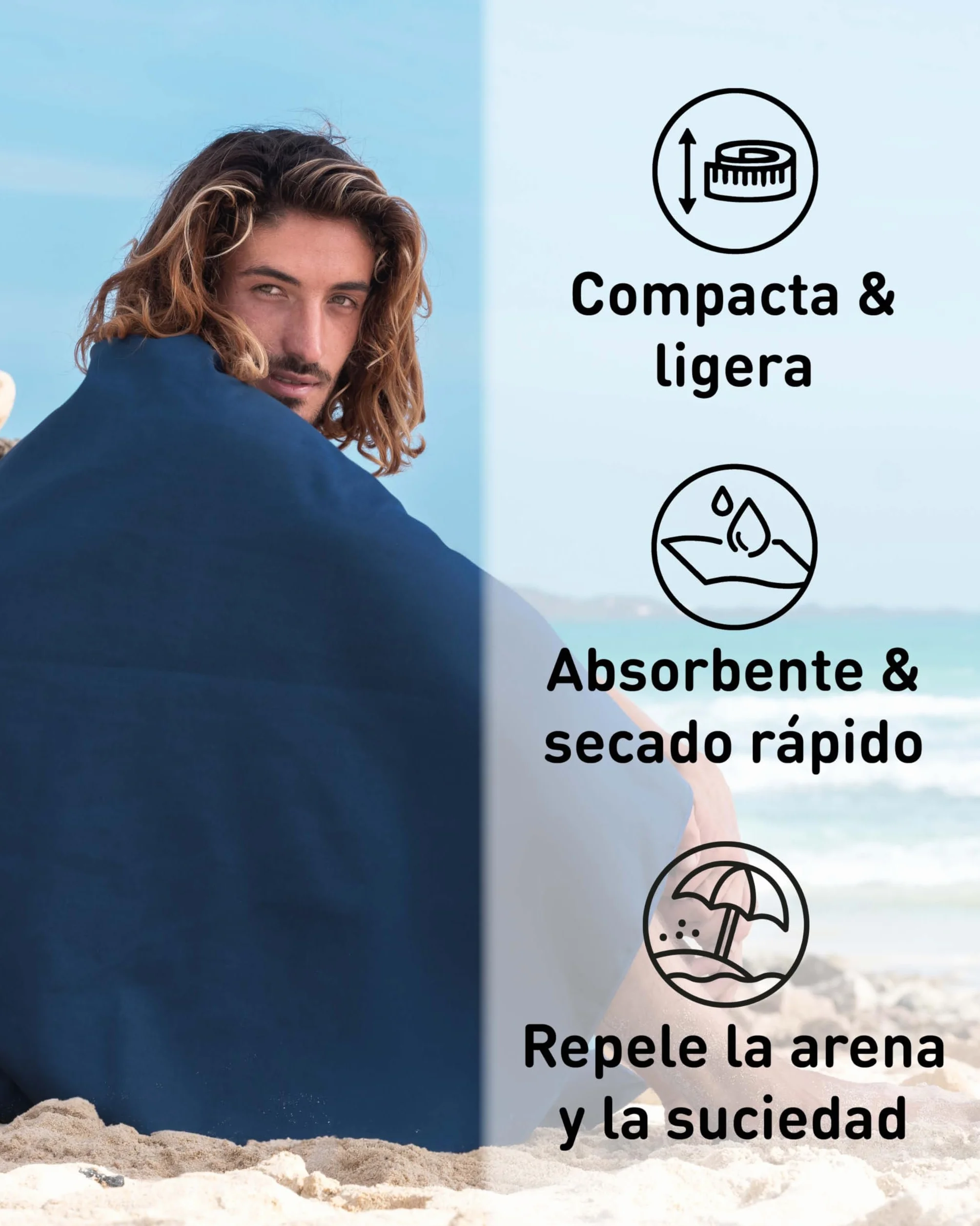 Fit-Flip Toalla Microfibra Grande Ultraligera Secado Rápido para Gimnasio Playa Natación Viaje