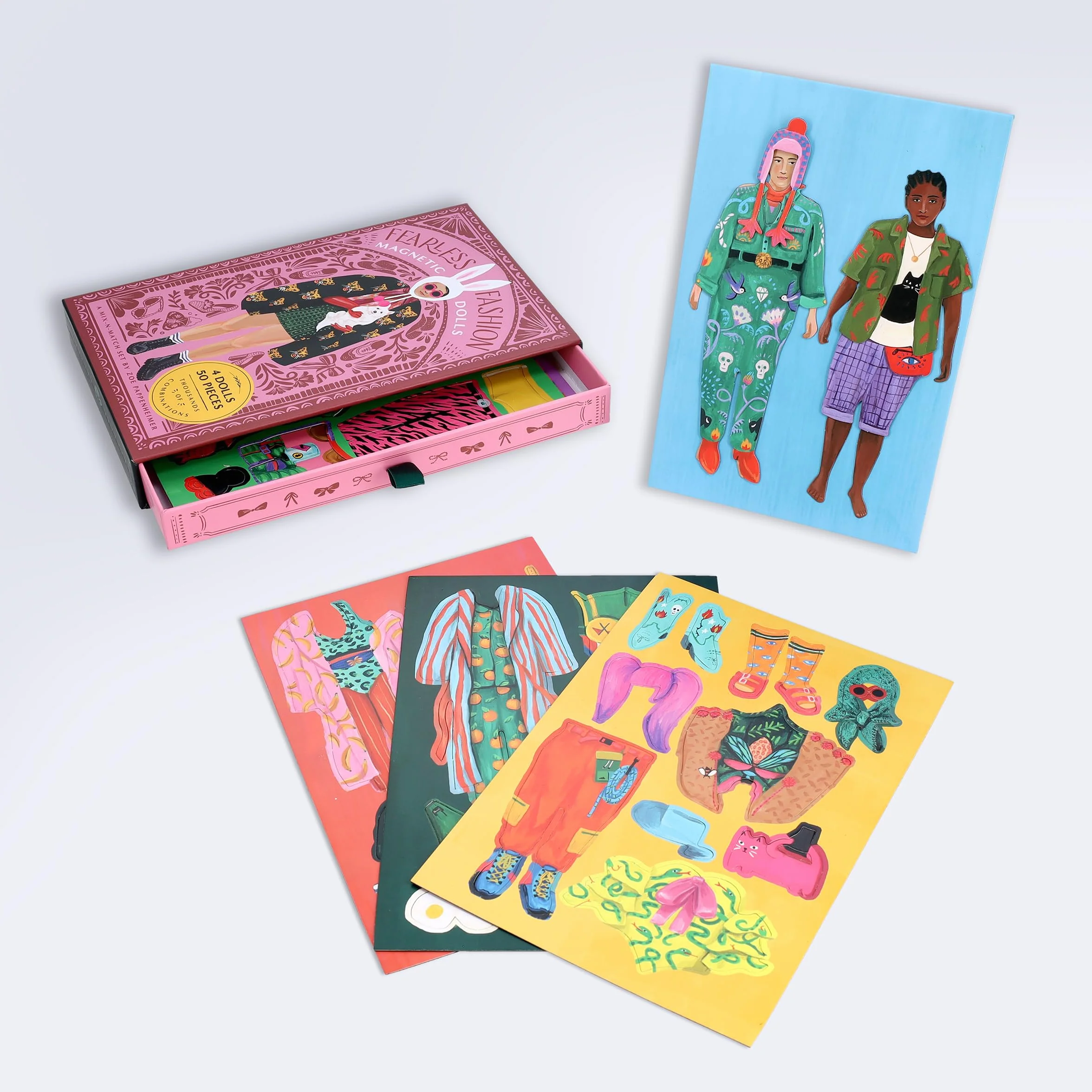 Chronicle Books Fearless Fashion Magnetic Dolls | Mix-N-Match Set | 4 Dolls, 50 Pieces, Thousands of Combinations