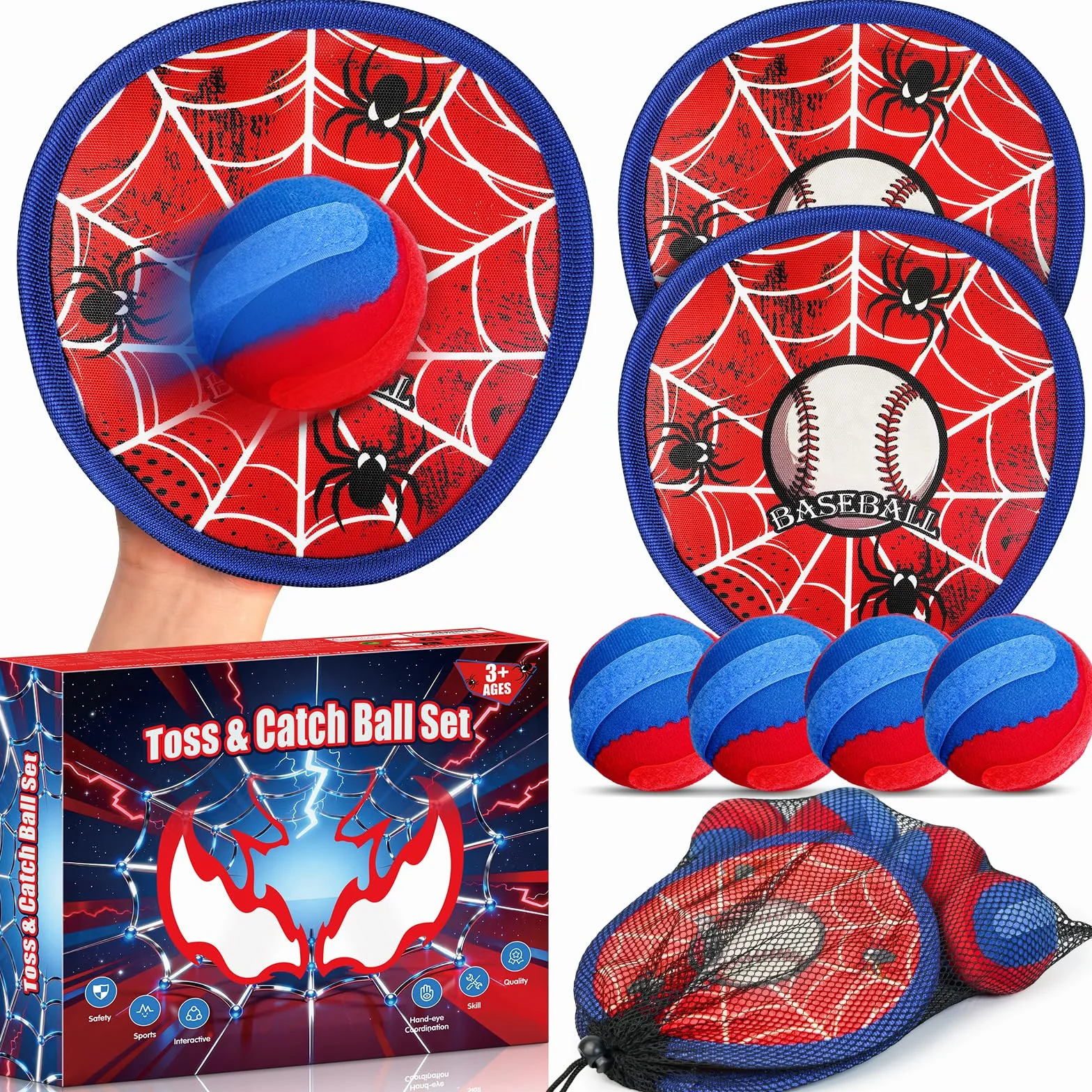 HaoVrisn Juguetes niños de Lanzar y Atrapar, Juegos Exterior Niños con Pelotas Autoadhesivas, Ideal Juegos para Piscina y Juguete de Playa, Perfecto Regalo Niño 3-12 Años