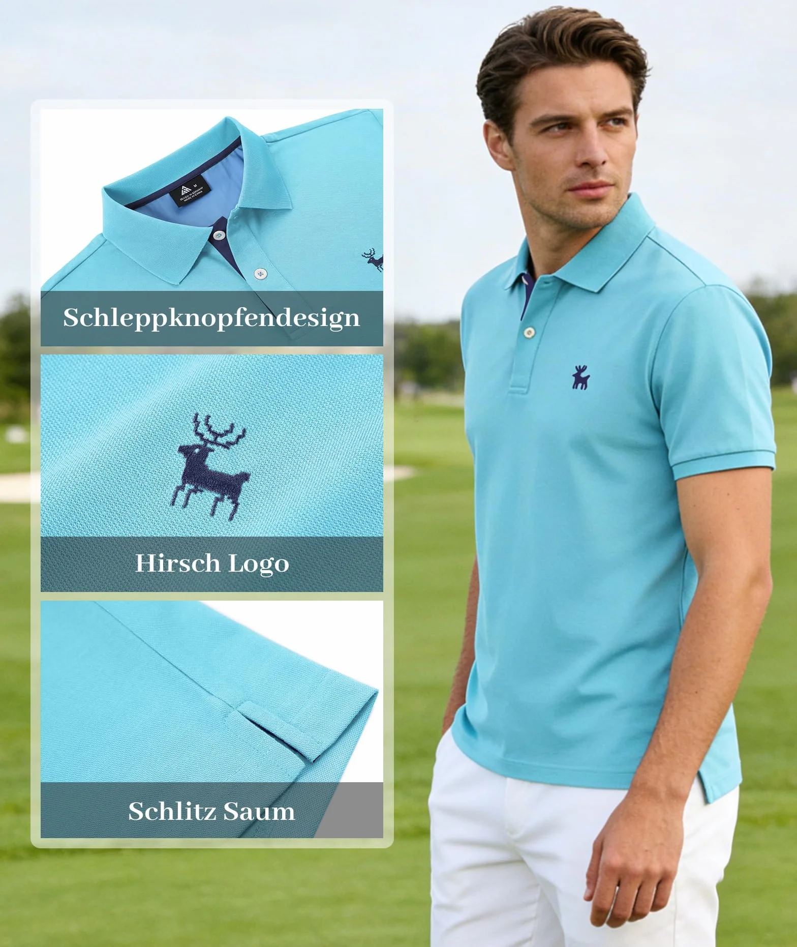 JACKETOWN Polo de Golf Manga Corta Hombre Camisa Deportiva Secado Rápido Transpirable