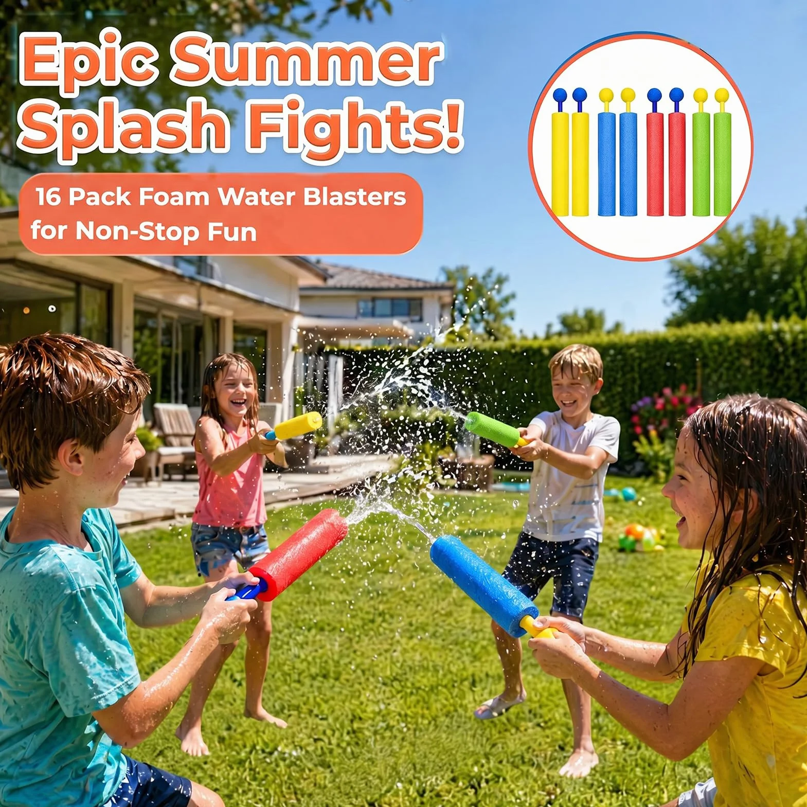 Pistolas de Agua de Espuma para Niños, Pack de 16 Mini Juguetes Acuáticos, Juguetes de Piscina para Niños y Niñas, Juguetes de Verano para Playa, Jardín y Fiesta Infantil