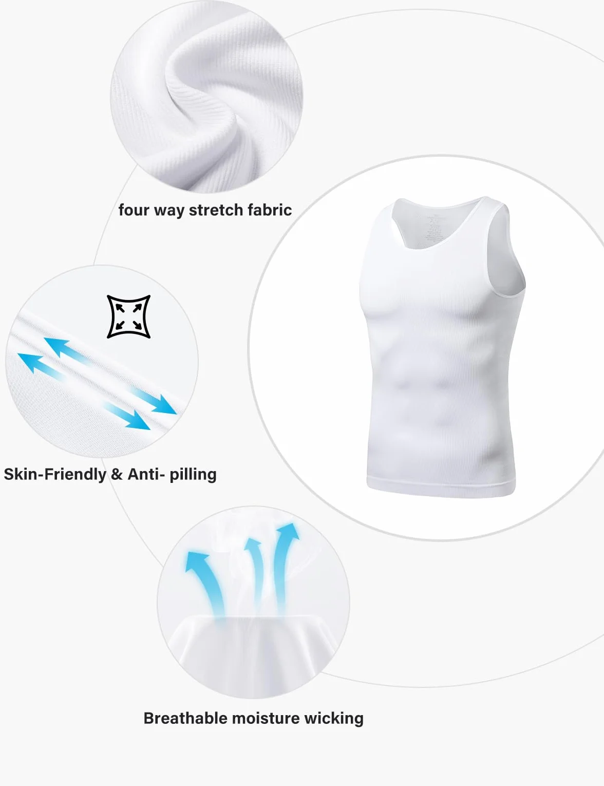 Casey Kevin Camiseta Compresión Hombre Elasticidad Faja Reductora Body Shaper
