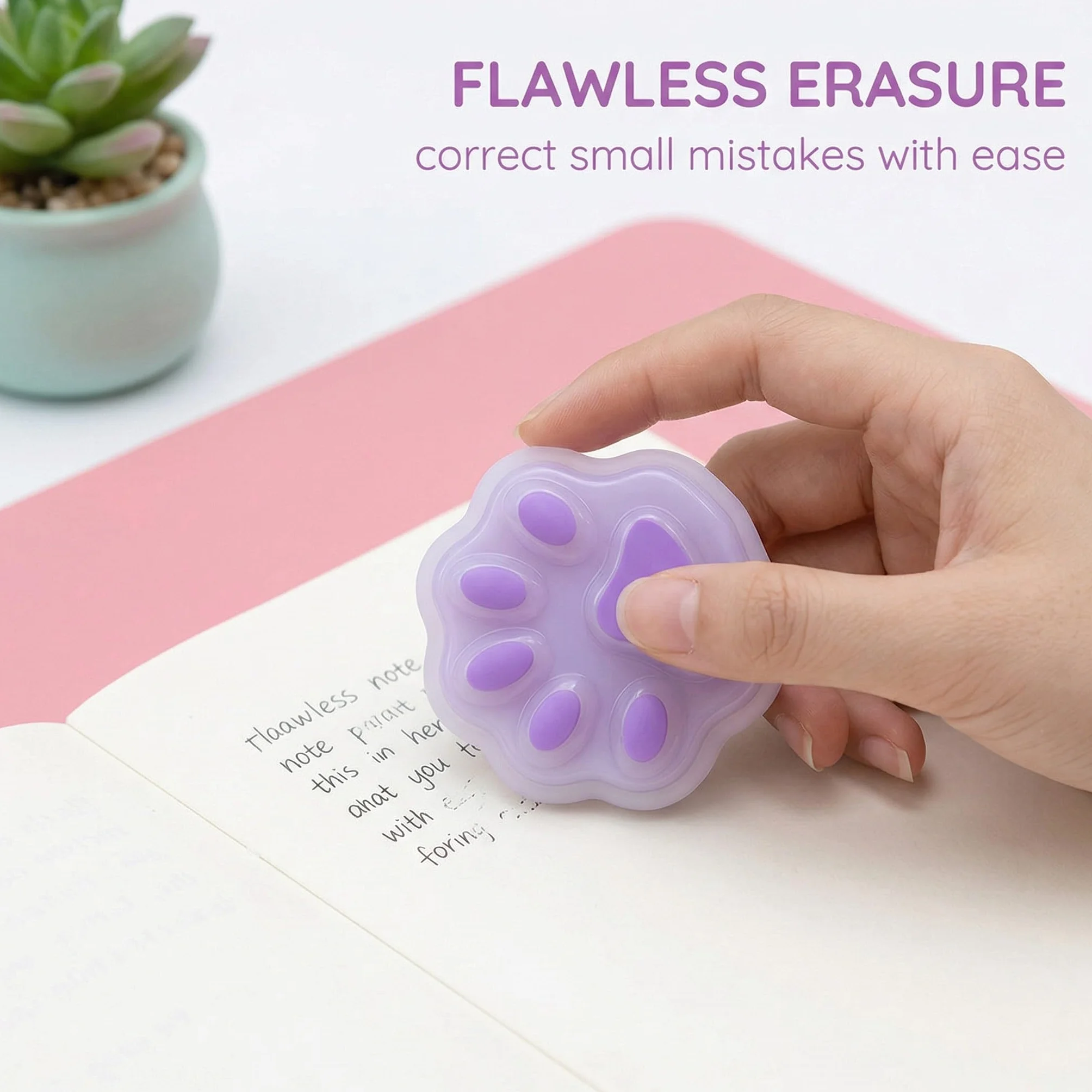 3 Piezas Gomas de Borrar con Forma de Patitas de Gato - Borrador para Bolígrafo de Gel y Borrador de Silicona para Tinta Térmica - Diseño Adorable para Material de Oficina