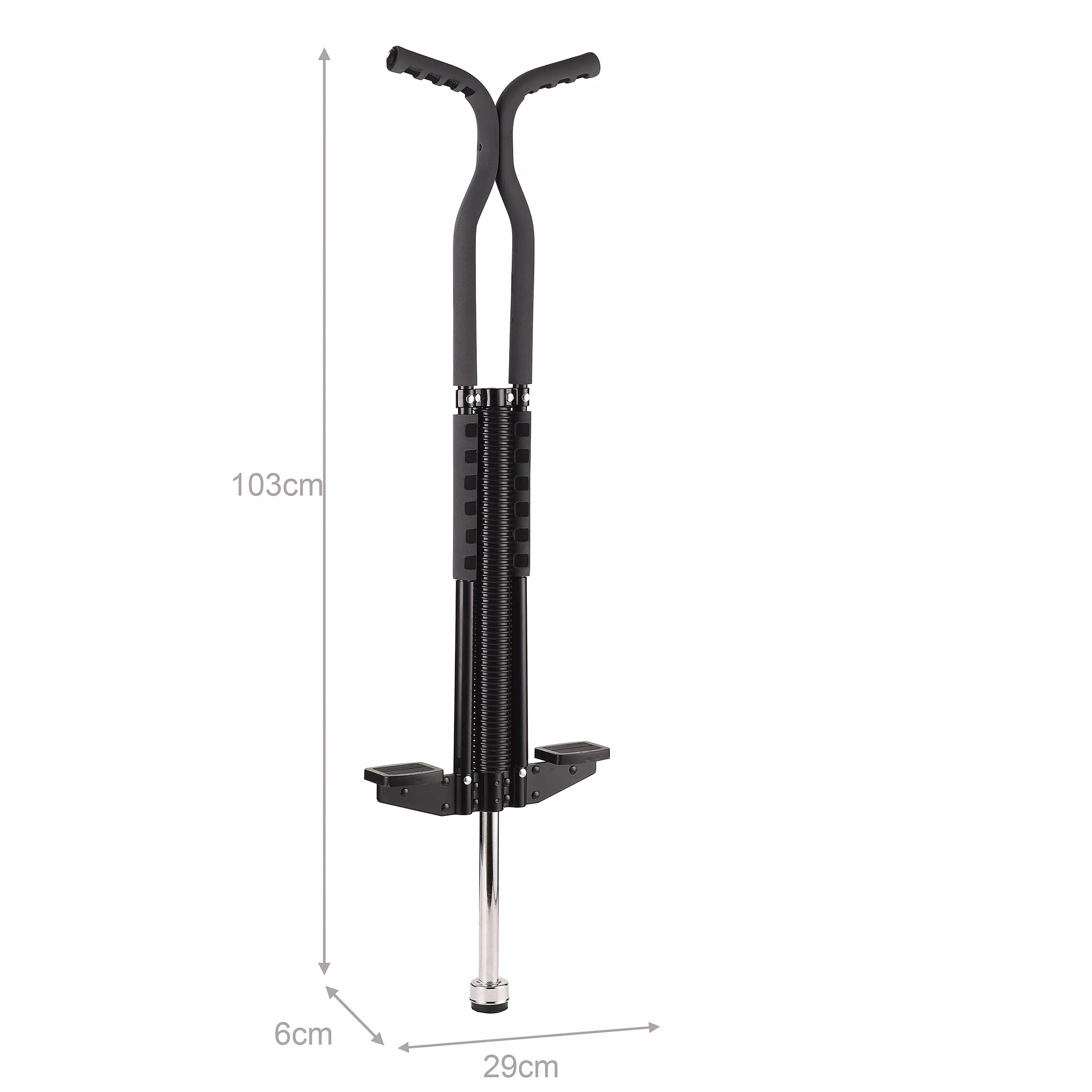 Relaxdays Pogo Stick para niños, Saltador Acolchado, Antideslizante, Acero Inoxidable, hasta 60 kg, 103x29x6 cm, Negro