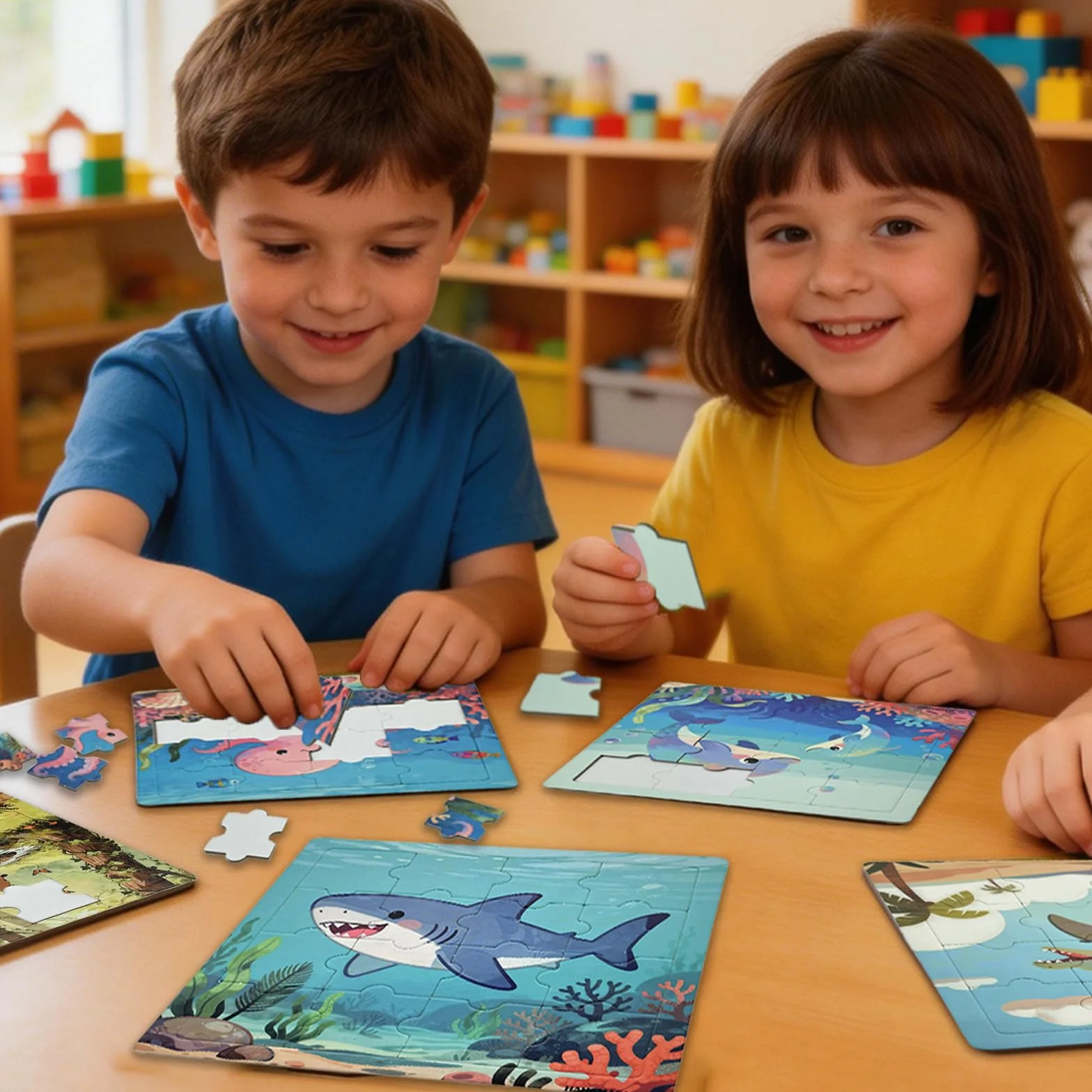 Puzzles para Niños, Pack 24 Puzzles 16 Piezas con Base, Puzzle Animal Envuelto Individualmente Juguete Educativo Regalos Fiesta Cumpleaños