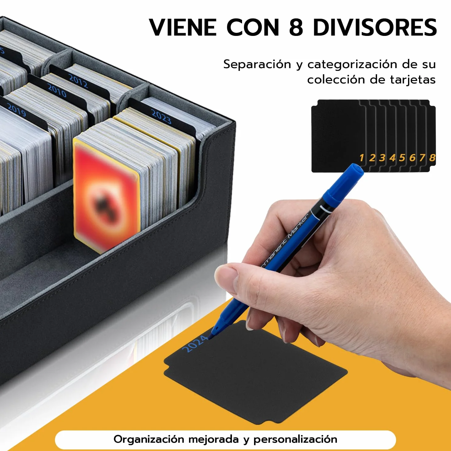 Caja Cartas para MTG, Card Deck Box para 1800+ Cartas Con Compartimento, Magnetic Flip Box con Cuero de PU para Cartas de Magic Commander TCG - [Negro]