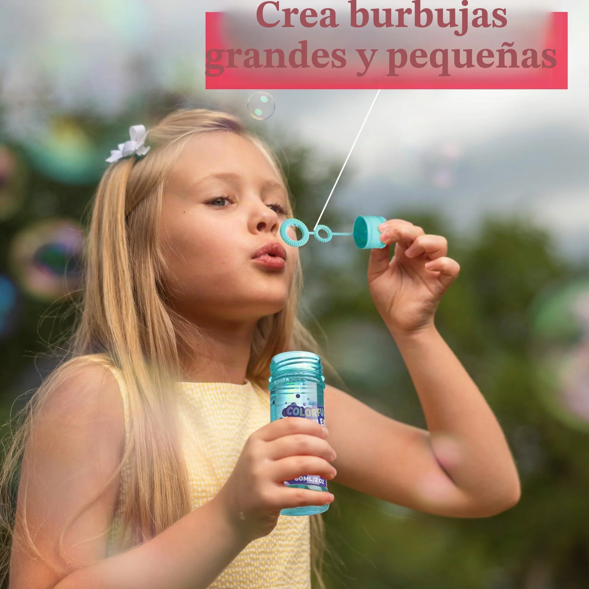 JOYIN 12 Botellas de Burbujas (60 ML de Solución de Burbujas) Diseño Arcoíris Colorido para Fiestas Infantiles, Colores Surtidos, Juguetes de Verano para Pequeños, Regalo para Niños, Cumpleaños