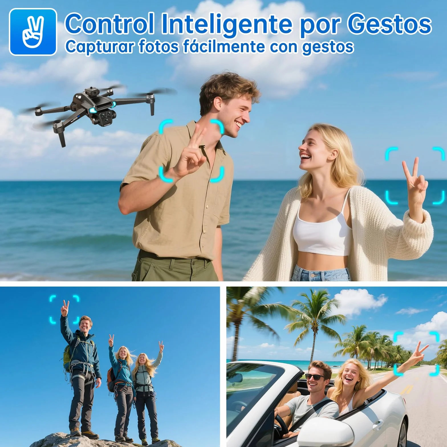 Dron con 4K HD Cámara para Adultos y Principiantes, 40+ min de Vuelo (2 Baterías),Mini Quadcopter RC Plegable WIFI con Motor Sin Escobillas, Doble Cámara, Selfies con Gestos