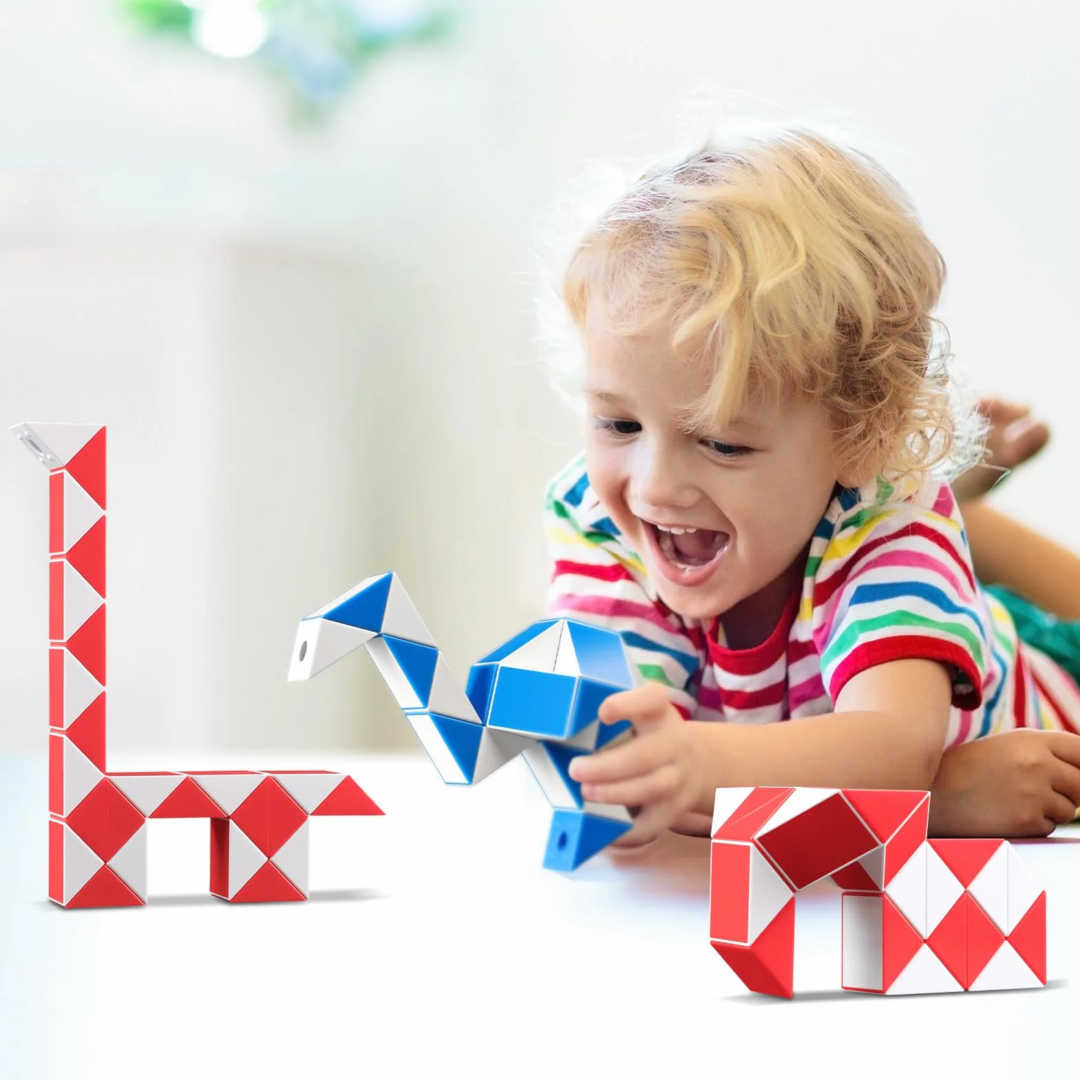 Cubo Mágico Serpiente 2 Paquetes 24 Piezas Rompecabezas Twist Fidget Juguetes Educativos