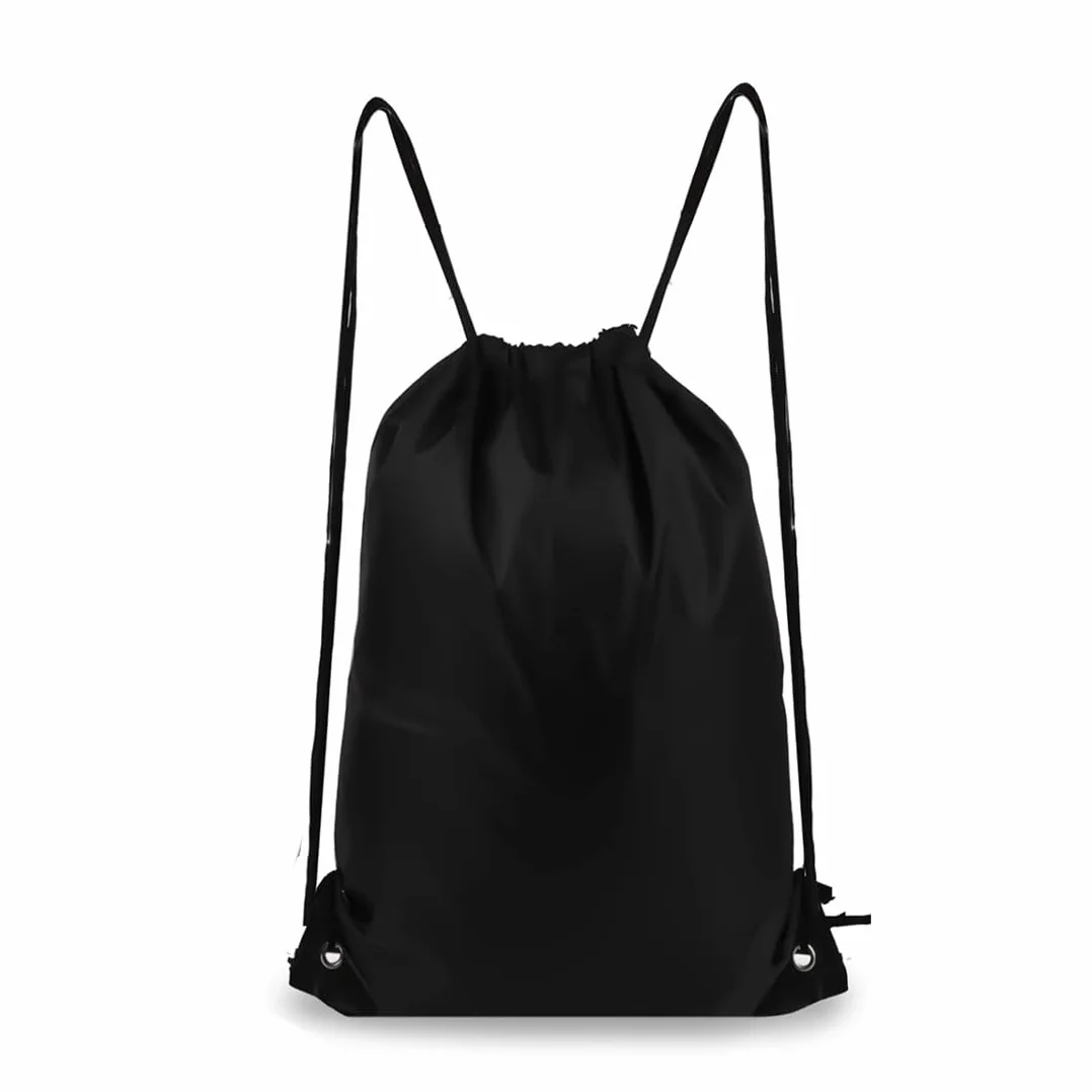 Bolsa impermeable con cordón mochila deportiva saco de tela para gimnasio escuela playa (Negro)