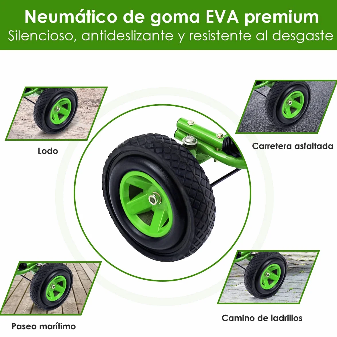 COSTWAY Go Kart Racing para Niños Coche de Pedal Asiento Ajustable con Ruedas de Goma Embrague y Freno Infantil Juguete (Verde)