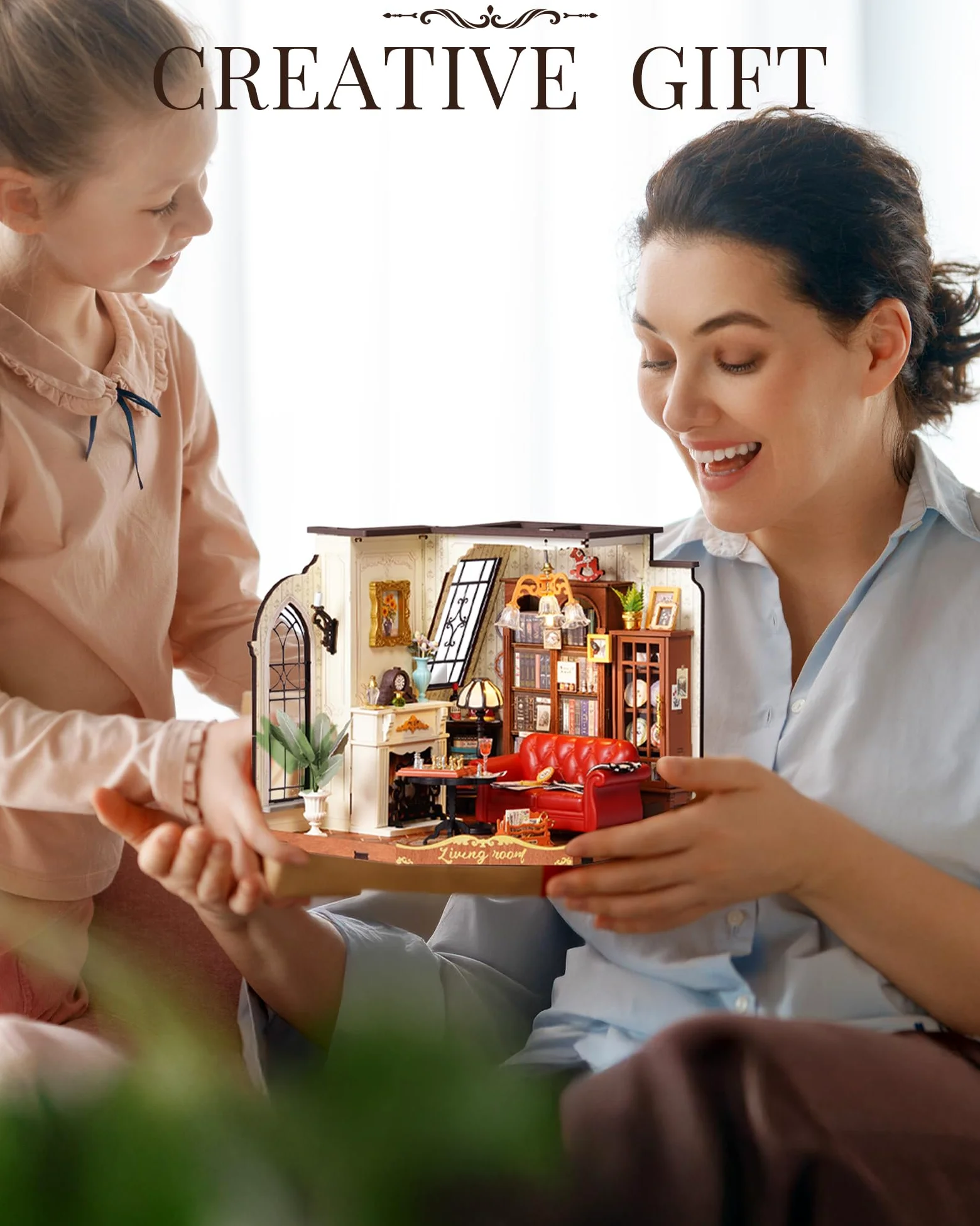 Rolife Casa de Muñecas Sala de Estar de Catherine Kit de Modelo Casa de Muñecas en Miniatura de Madera para Construir para Adultos Decoración del Hogar Regalo de Cumpleaños para Niñas