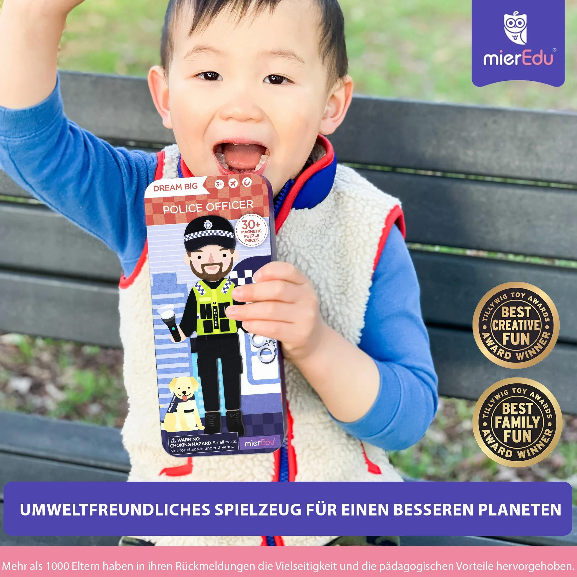 mierEdu Juego magnético de policía – promueve la motricidad y la imaginación, perfecto para casa y de viaje, juego de vestir magnético para niños a partir de 3 años