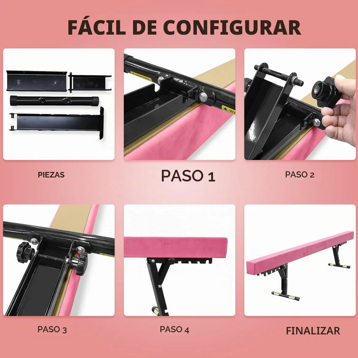 Barra de Equilibrio para niños, Plegable, 244 cm, 5 Alturas Ajustables, bajo, Barra de Equilibrio para casa, Entrenamiento en Interiores y Exteriores, con Pierna