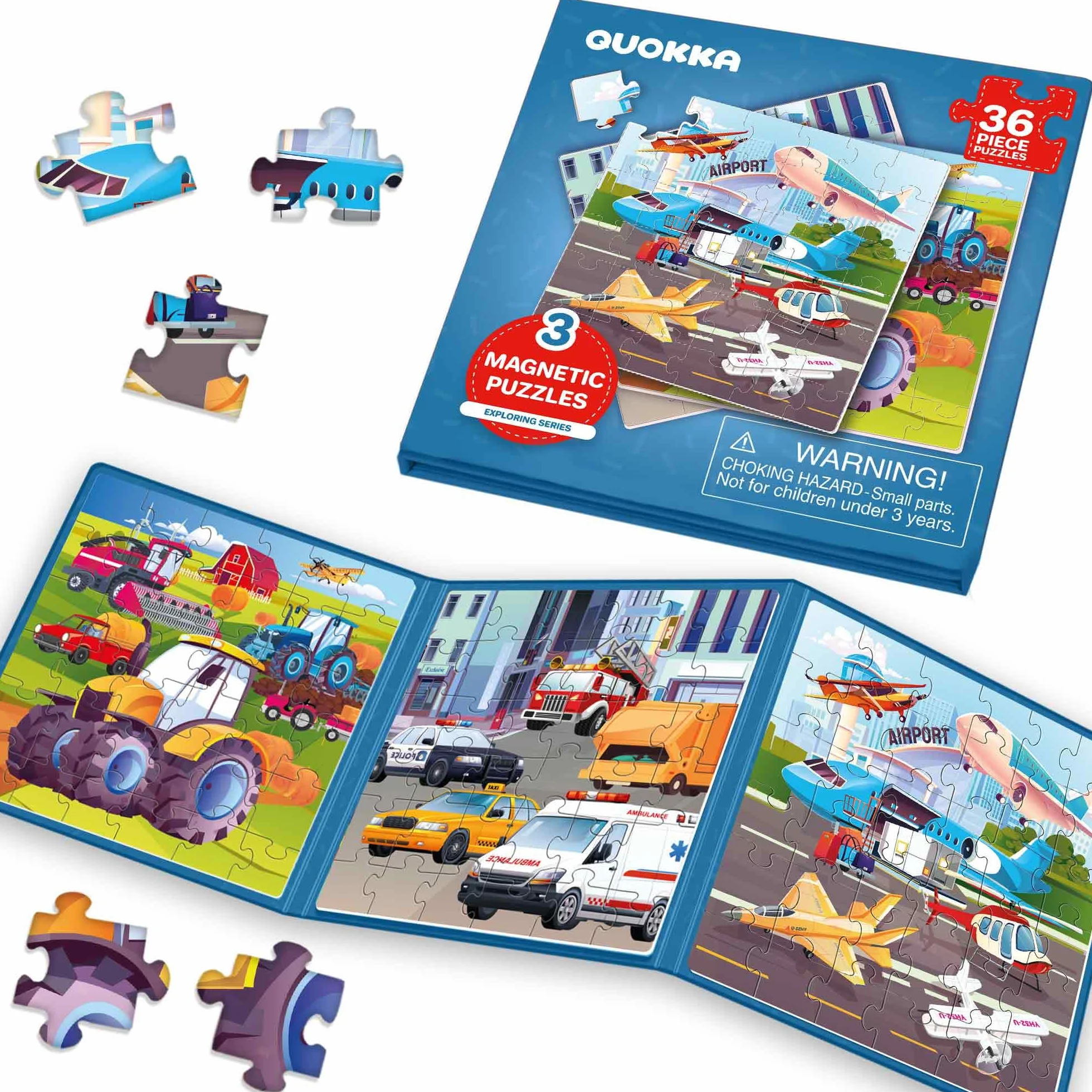 QUOKKA Puzzle Magnetico 36 Piezas Transporte Juegos Viaje Niños 3 4 5 Años Regalo