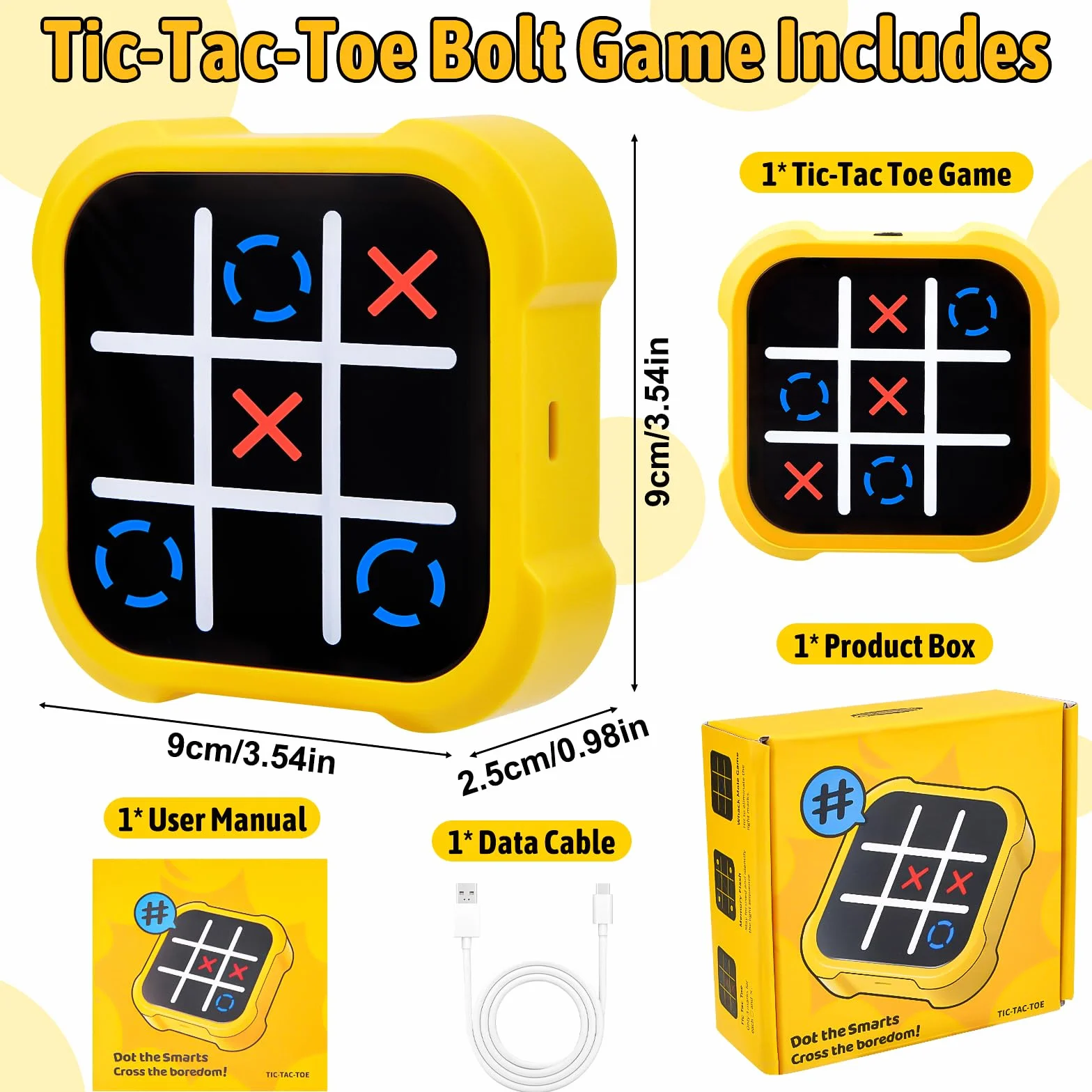 Electrónico Tic Tac Toe Bolt, Juego de Viaje Portátil 3 en 1 Para Niños, Educación y Crecimiento de la Memoria, Juego Familiar Clásico Para Padres e Hijos en Interiores (A)