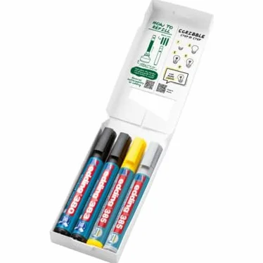 Edding Juego de marcadores de rotafolio con resaltado + sombreado, juego de 4 – 2 marcadores de efecto rotafolio + 2 marcadores de rotafolio – Mezcla perfecta de marcadores para trabajar en todo tipo