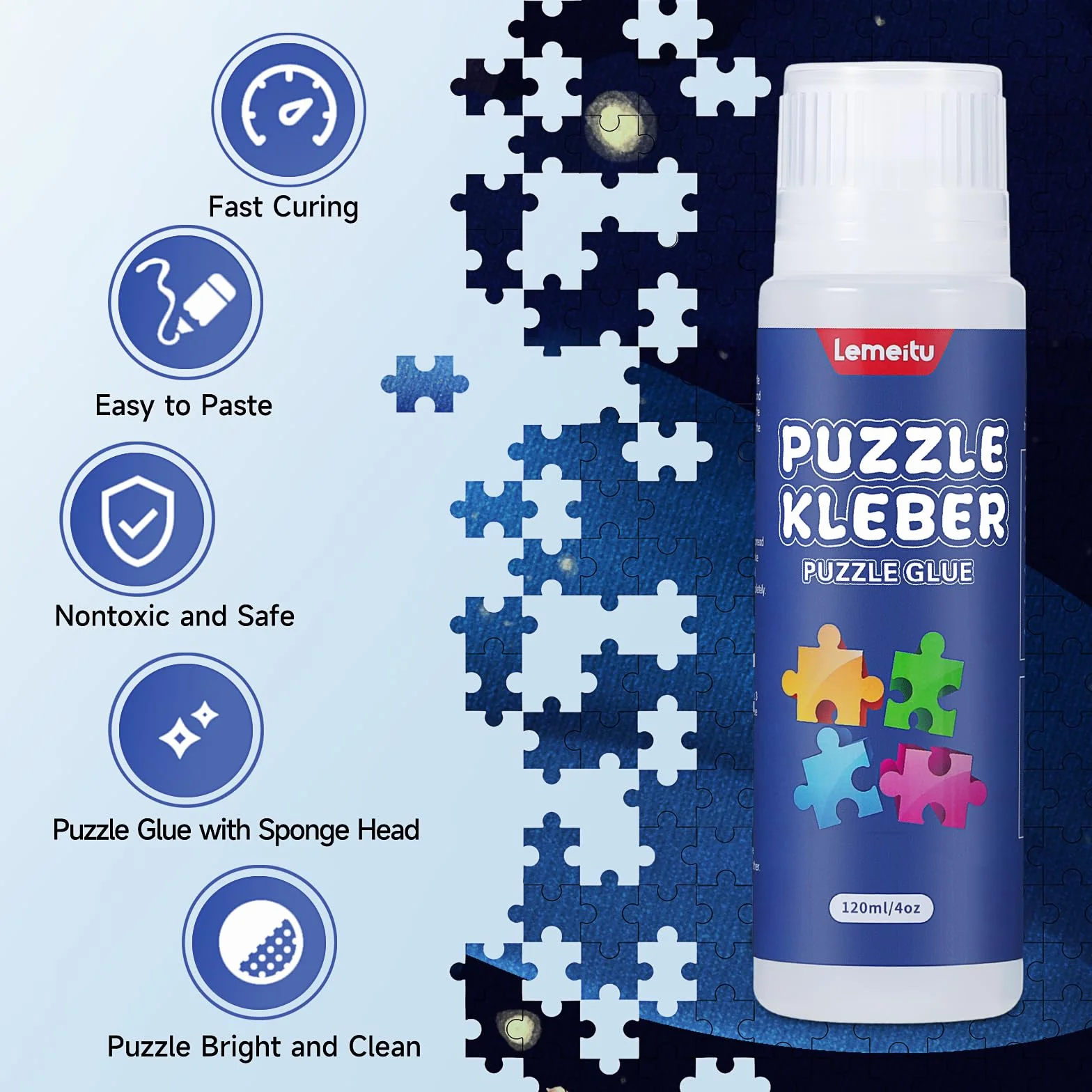 Pegamento Puzzle de Rompecabezas de para 1000/1500/3000 Pieces Puzzles, Pegamento PVA no tóxico, Pegamento Adhesivo, seco rápido, 120 ml, 1 Paquete