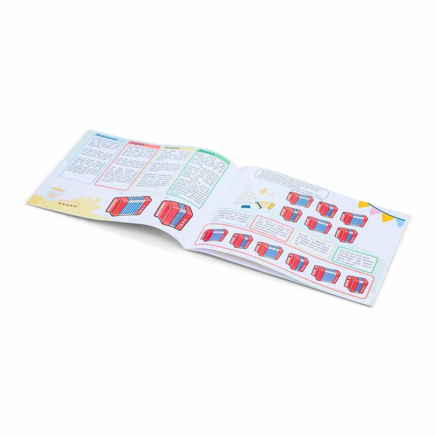 Woet® Acordeón de Juguete Rojo para Niños, Instrumento Musical con Libro de Canciones y 8 Canciones, Juguete Educativo para Principiantes, Desarrollo Musical, A Partir de 3 Años