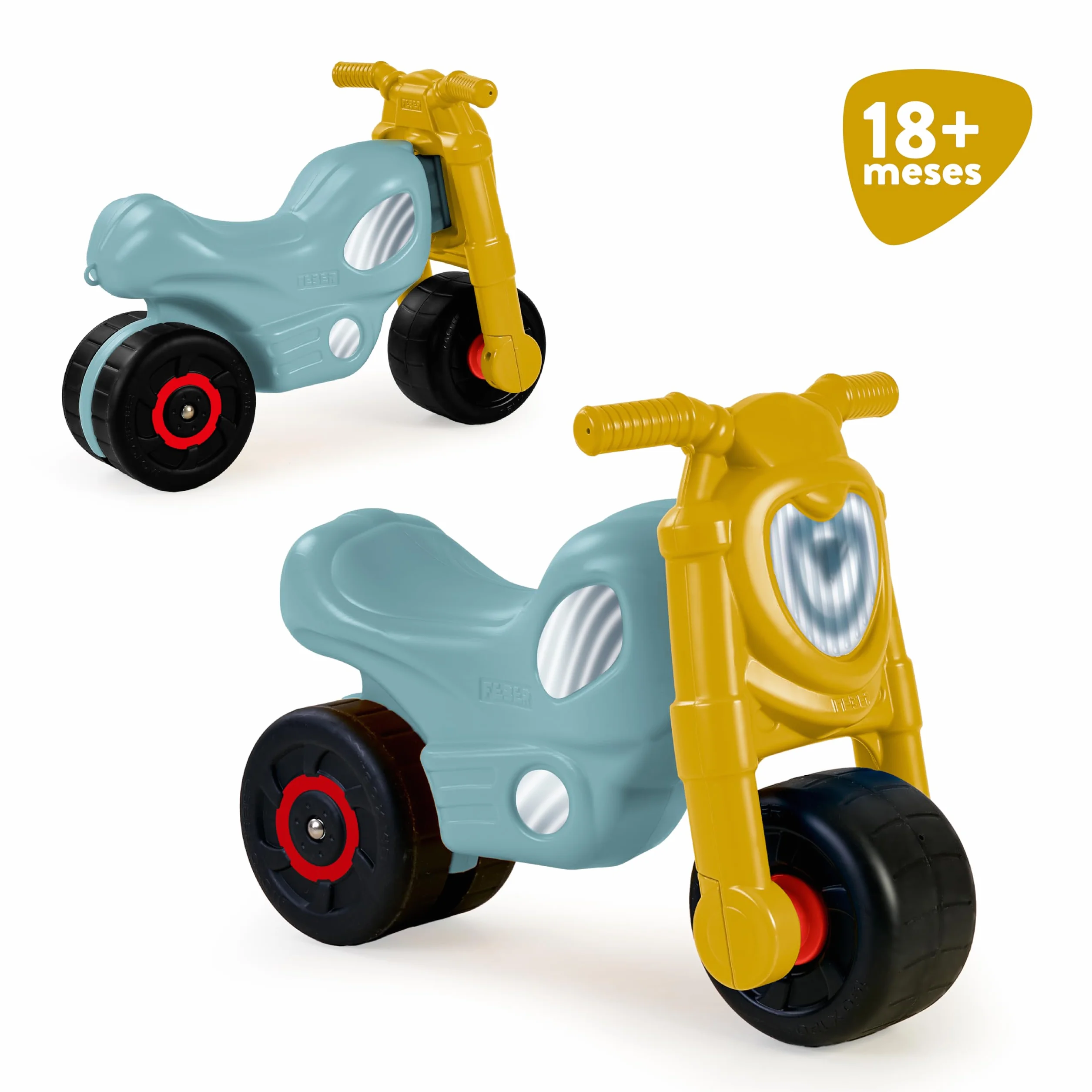 FEBER - Motofeber Casual, Correpasillos con Forma de Moto con un Diseño Que Transmite Relajación, Estable y Seguro, Desarrollo niños y niñas de 18 Meses a 3 años, Famosa (FED30000)