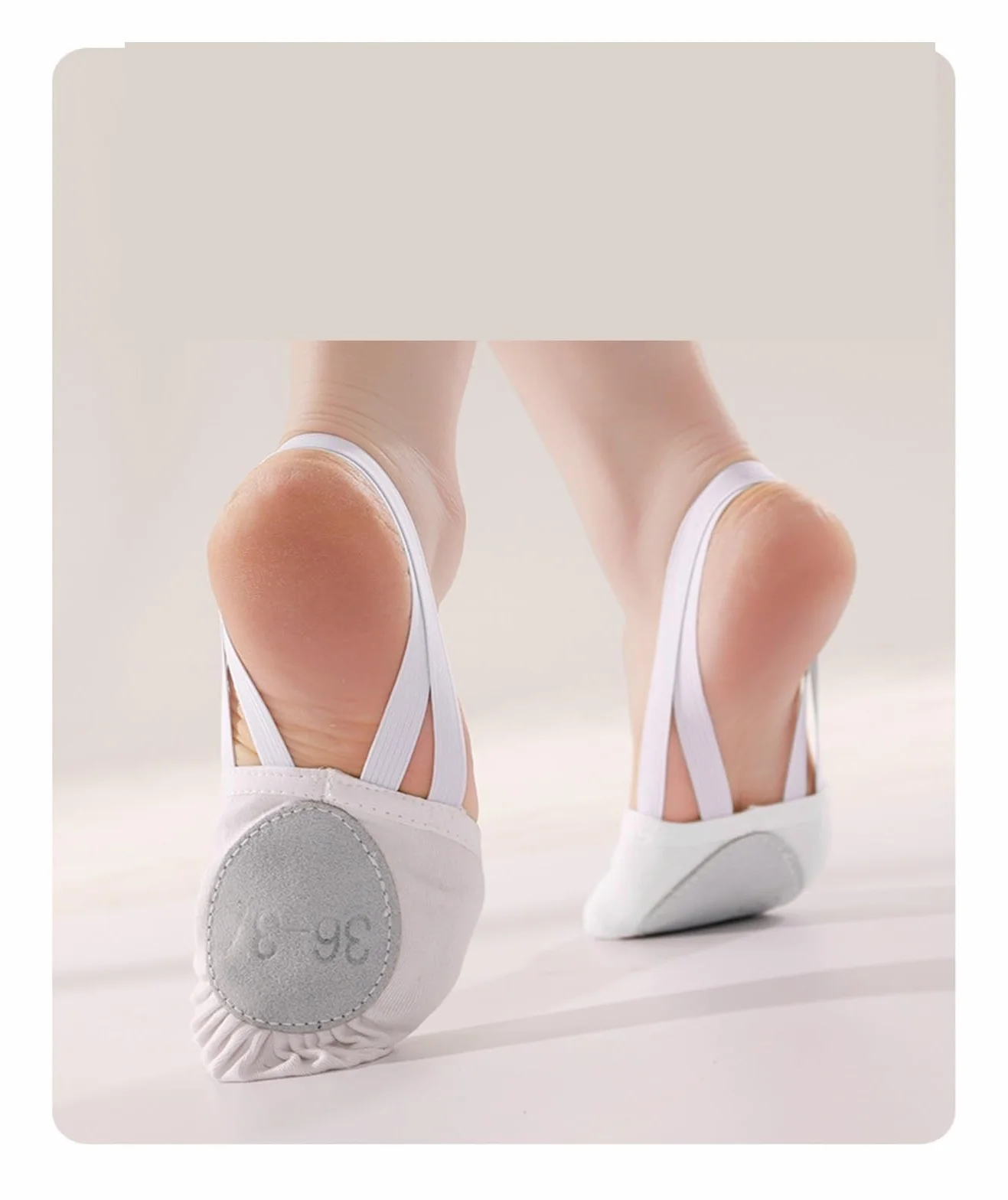 Punteras Gimnasia Rítmica Zapatilla de Ballet Media Suela con Tira Elástica Light Pink Girls 30-31