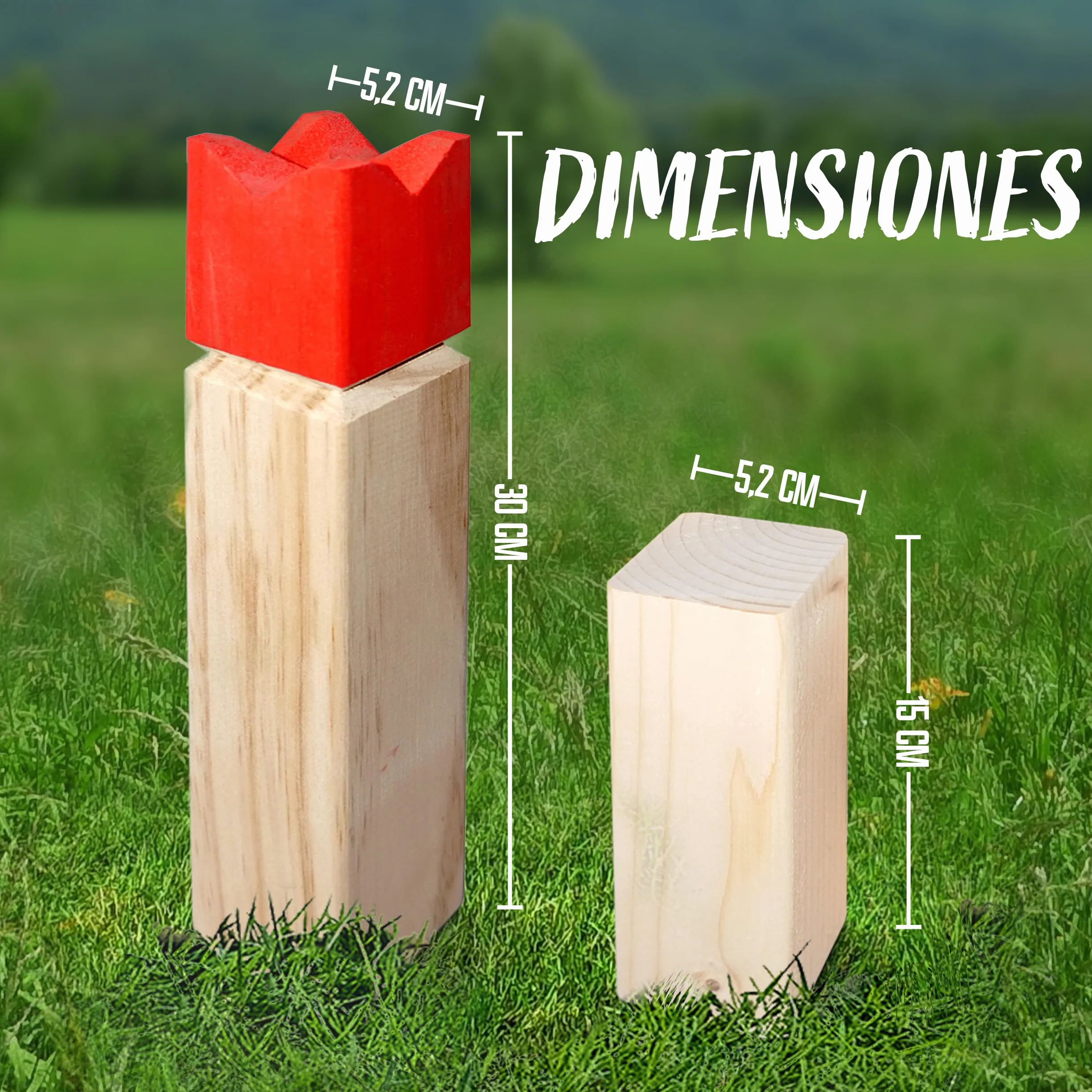 Ocean 5 Juego Kubb Original de Escandinavia – Ajedrez Vikingo con Corona Azul – Juegos Exterior Niños y Adultos – Juegos Infantiles Exterior para Lanzamientos - Juego Habilidad Adultos y Niños