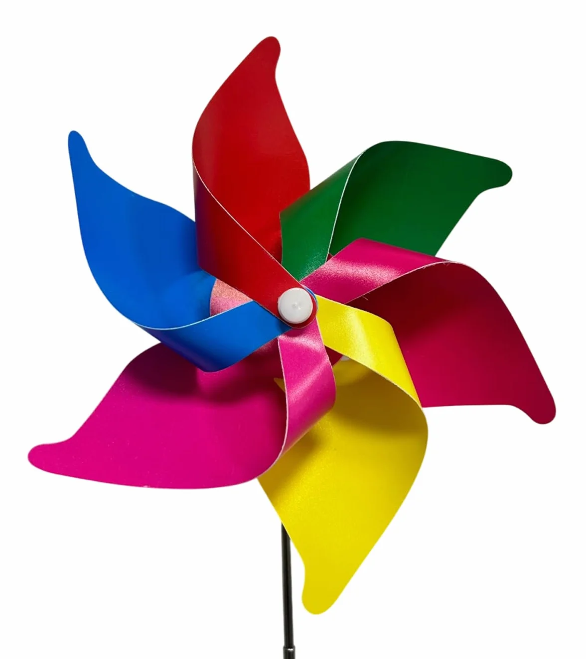 Molinillo de viento generico para jardín, 20 cm de diámetro, extensible hasta 72 cm, metal, colores arcoíris, resistente