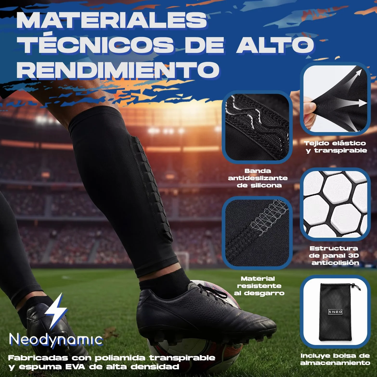 Espinilleras Fútbol Premium Protección Pantorrilla Transpirable Antigolpes Adultos Niños