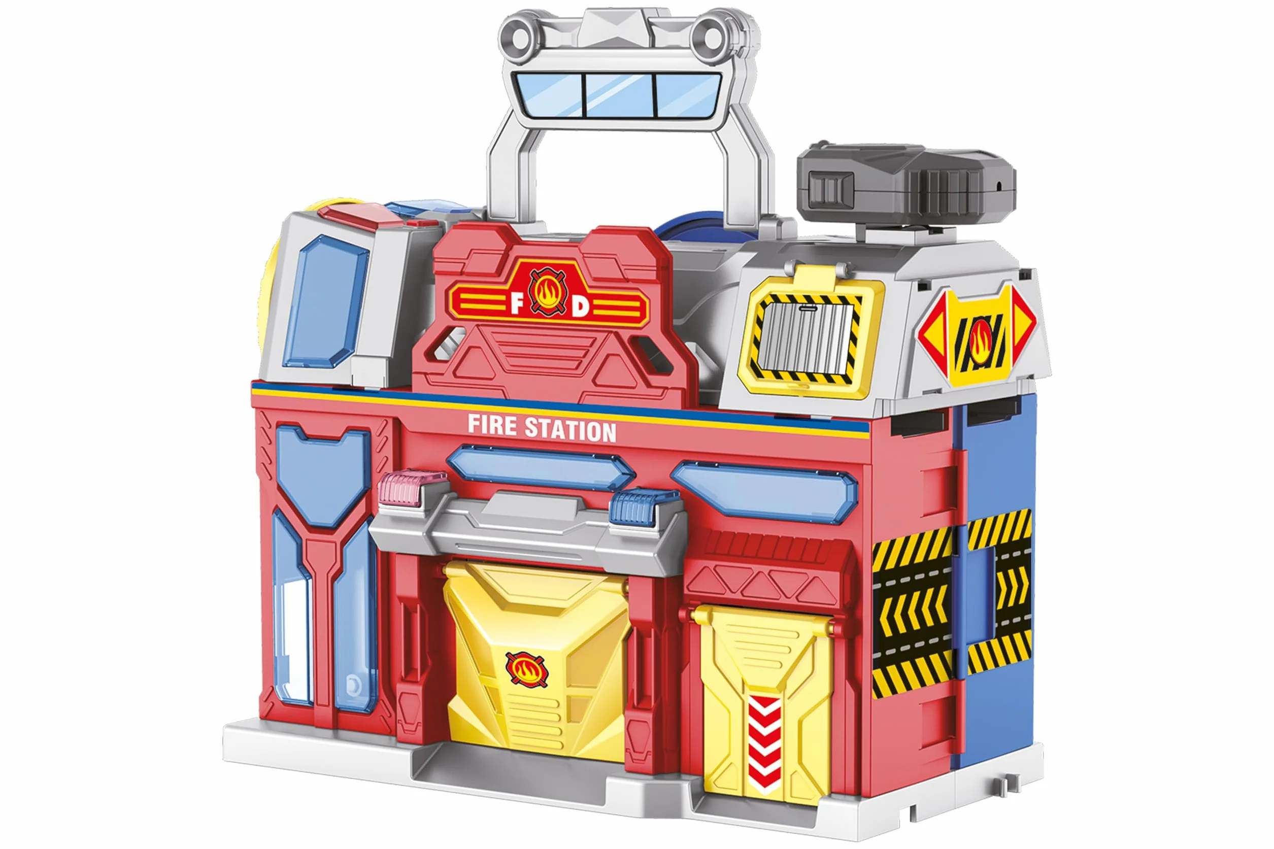 Gran estación de emergencia con sonidos y luces - Bomberos y policía - Sonidos y luces - Megáfono - 2 modelos de coche die-cast incluidos - Dimensiones 75 x 39 x 30 cm - Globo Juguetes - WToy 42189