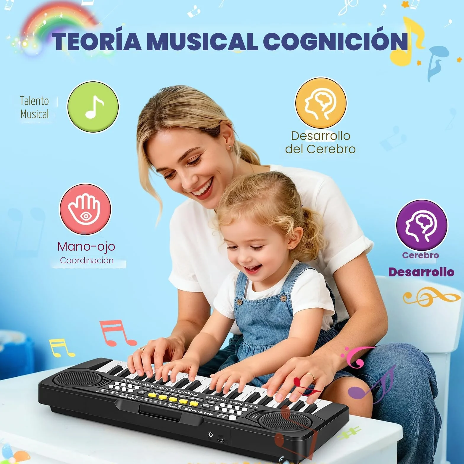 Piano Infantil Teclado Musical 37 Teclas con Micrófono,Multifunción Portátiles Piano Electrico Infantil Juguete, Organo Electronico Niños Educativa Regalo Piano para Niños 3 4 5 6 7 Años