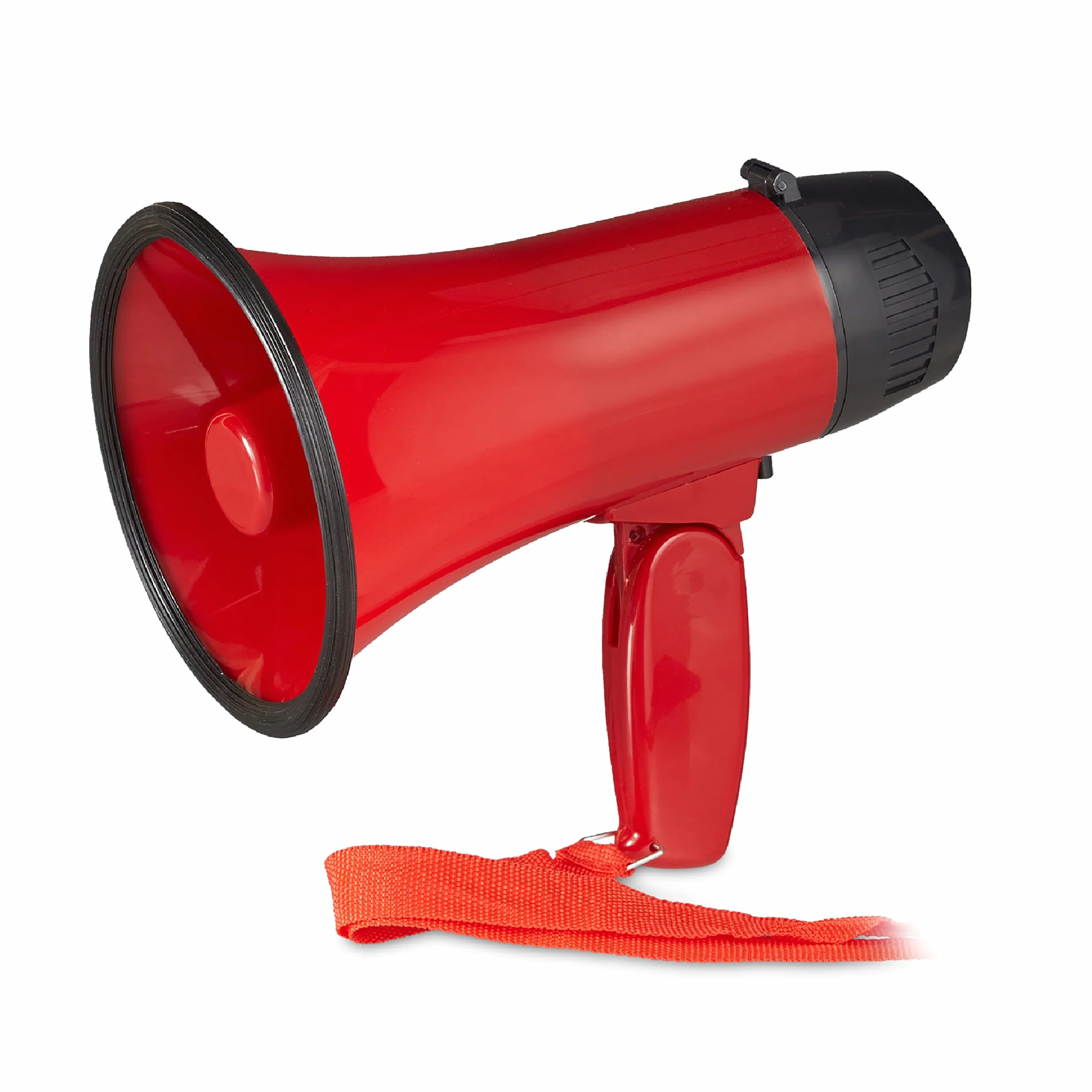 Relaxdays Megáfono 10 W Cuerno de Buey Mango Plegable Correa Plástico Rojo