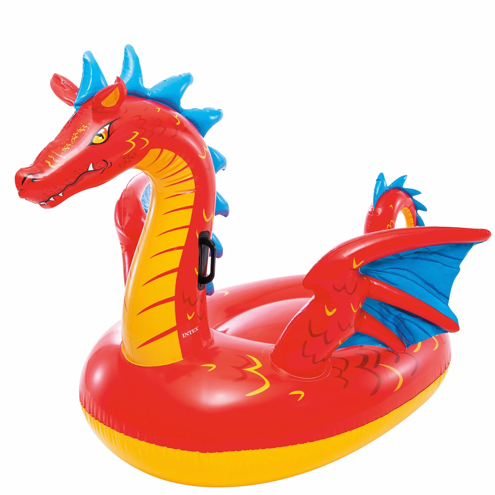Intex, Flotador Hinchable, 198x173 cm, Diseño dragón, Incluye Parche reparación, Colchoneta con 2 Asas, con 2 cámaras de Aire, Colchonetas de Piscina, Hinchables Playa, Juguete Agua (57577)
