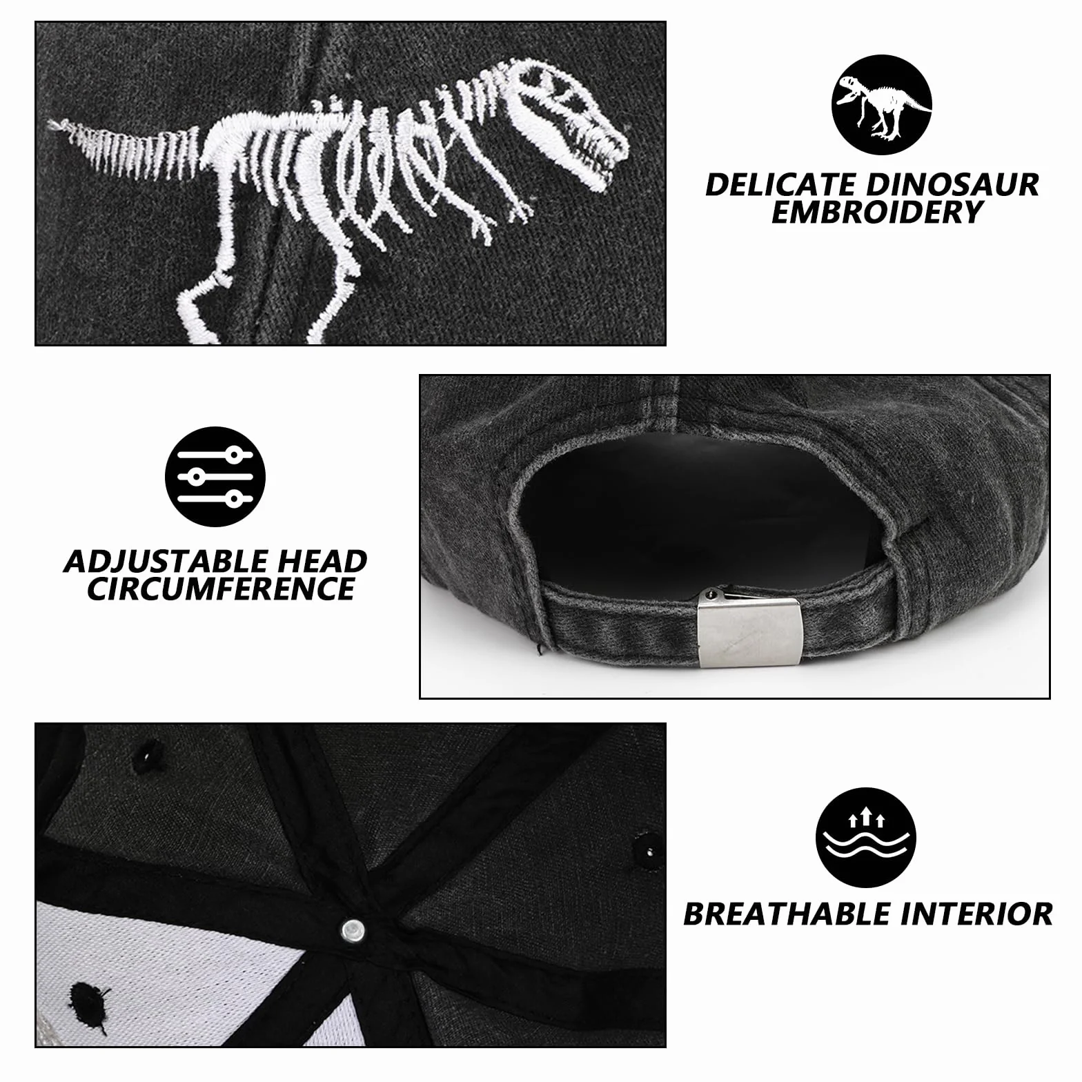 Gorra de Béisbol para Niños con Protección UV y Patrón de Dinosaurio Ajustable