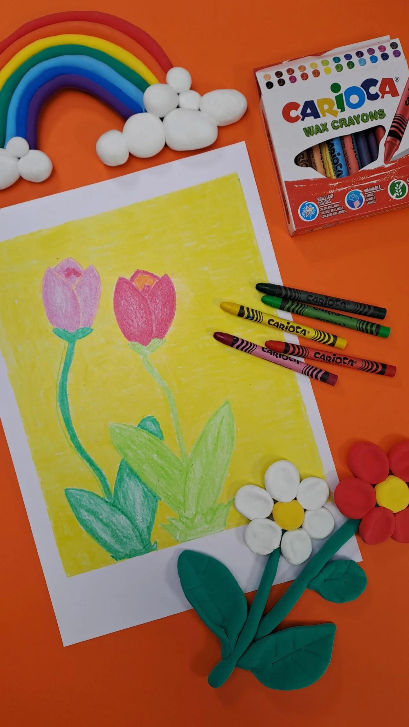 Carioca Ceras Maxi Wax Crayons | Bote con 50 Ceras Lavables con Punta Normal para Niños y Cuerpo Redondo | Colores Brillantes, Suaves y Fluidos | Punta Ø 12 mm | 50 Piezas