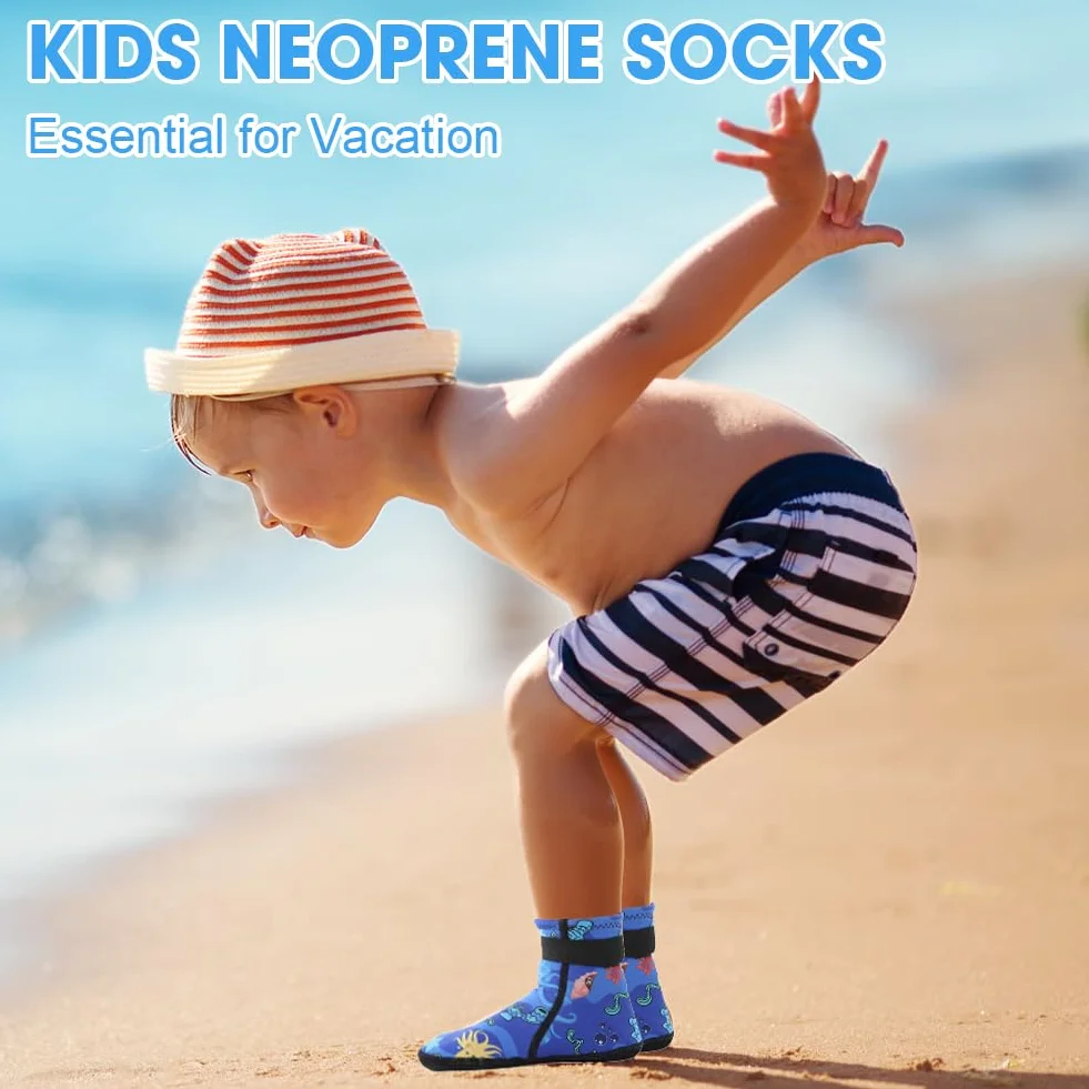 Calcetines de Neopreno 3 mm Antideslizante Térmico para Niño y Niña Buceo Escarpines Voley Playa Surf 31-33