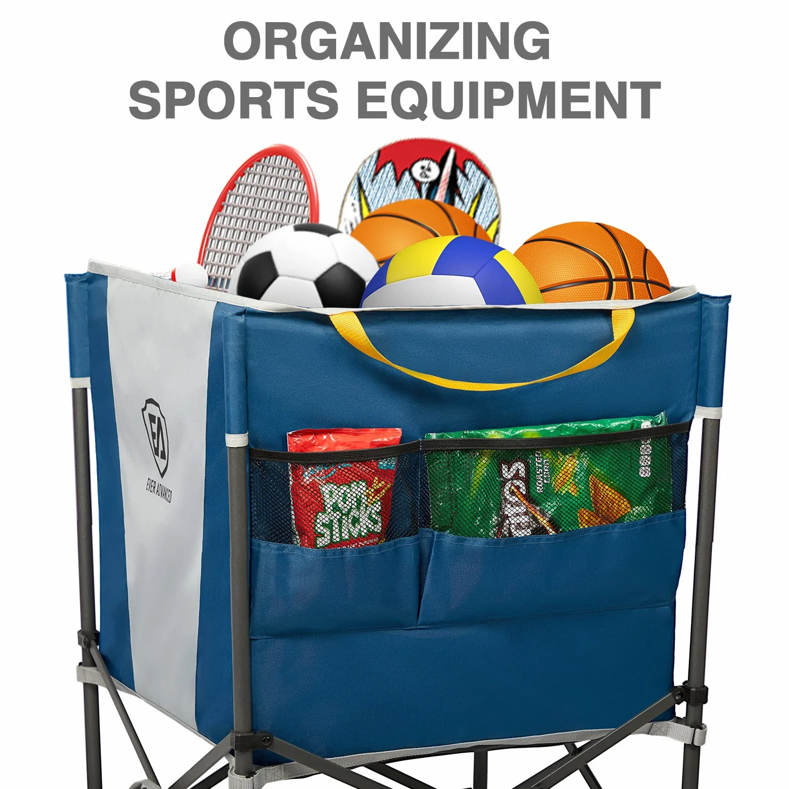 EVER ADVANCED Carro de Almacenamiento para Pelotas Plegable 83,8 x 57,9 cm con Ruedas bloqueables