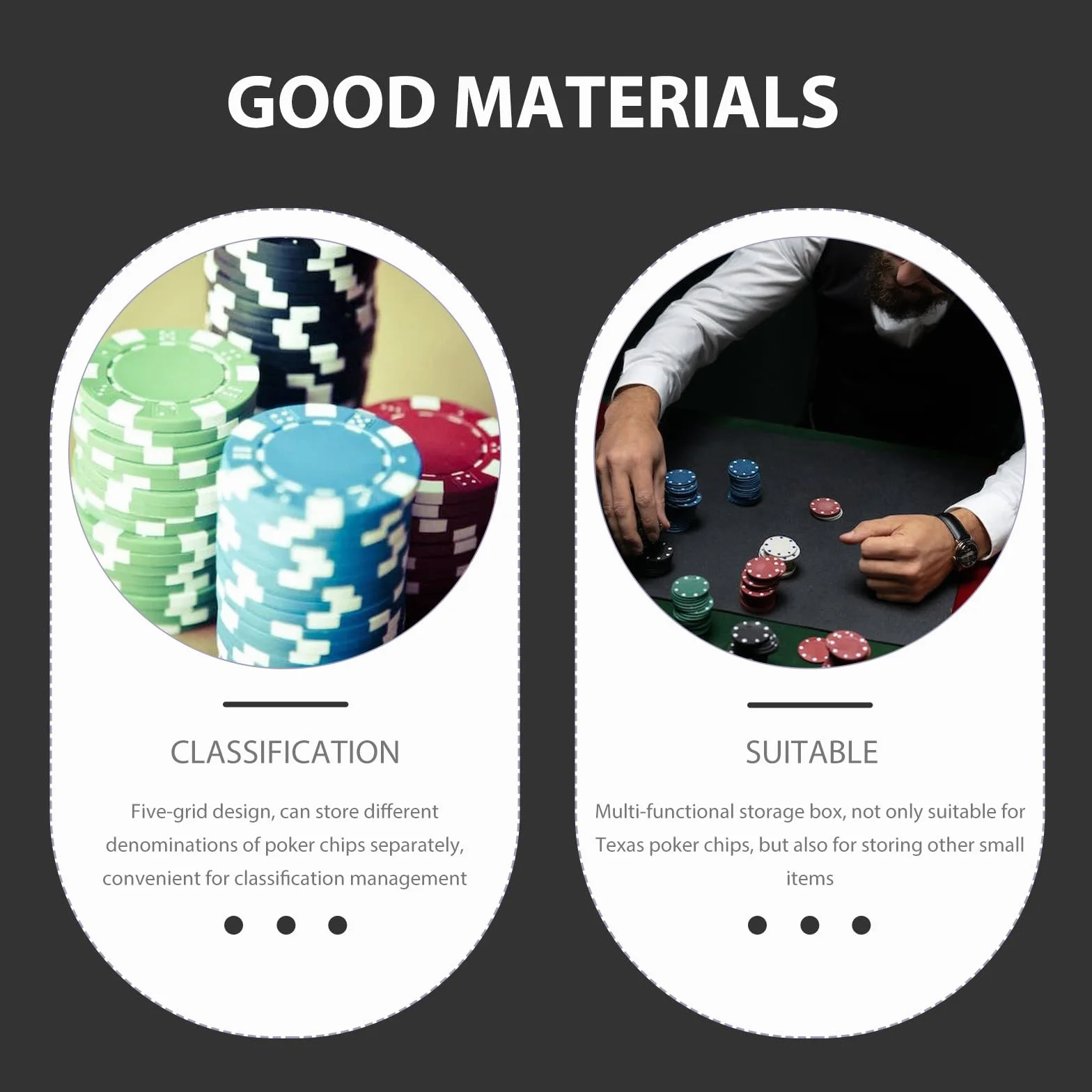 Gatuida Caja Transparente de Acrílico Resistente 5 Compartimentos para Almacenamiento de Fichas de Póquer, Diseño Portátil y Gran Capacidad para Texas Poker