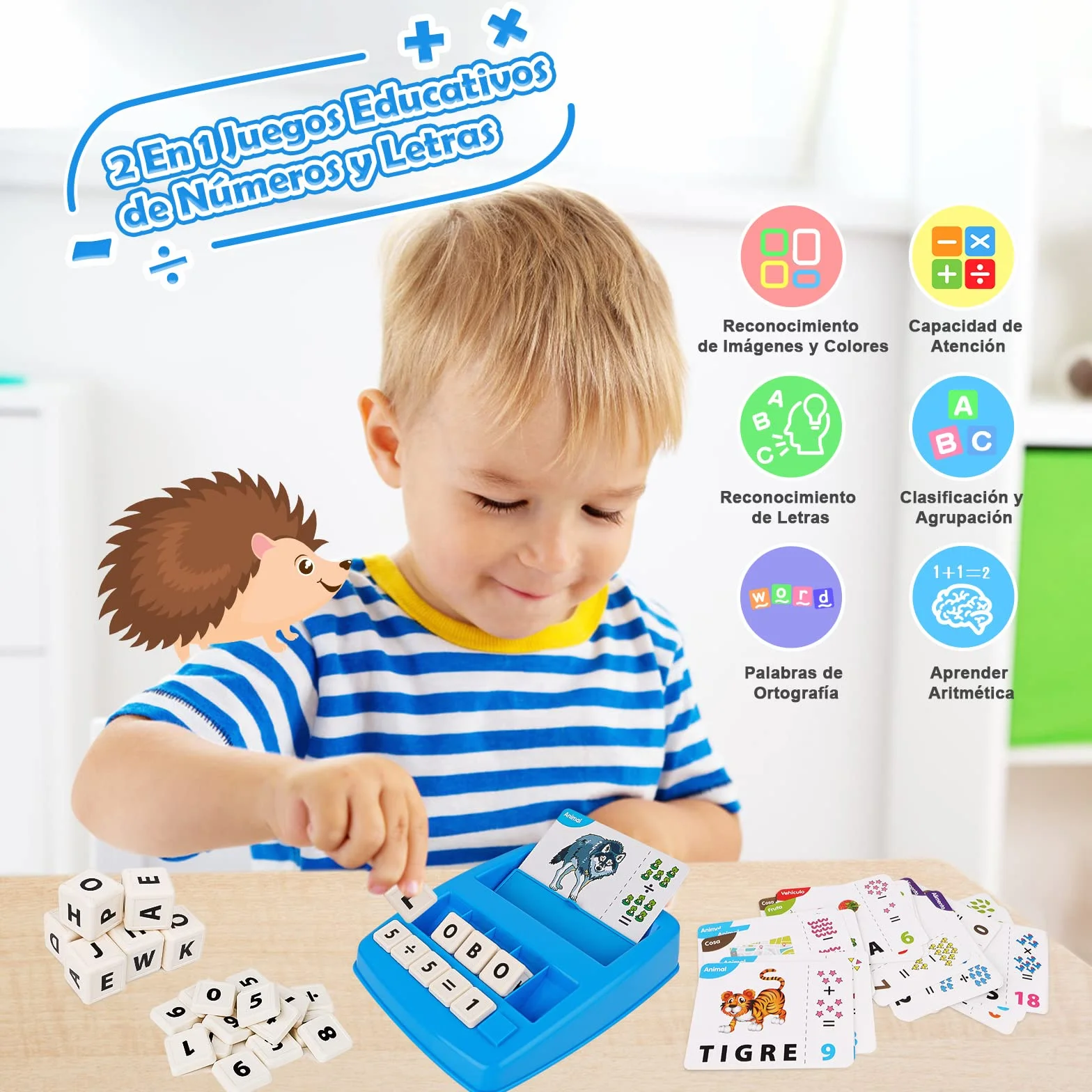 Joozmui Juguetes Niños 3 4 5 6 7 8 Años, Juegos Educativos Niños 3-10 Años Regalo Niña 3-11 Año Juegos para Niño Juguete Niña Aprender a Leer Juguete Montessori Scrabble Español