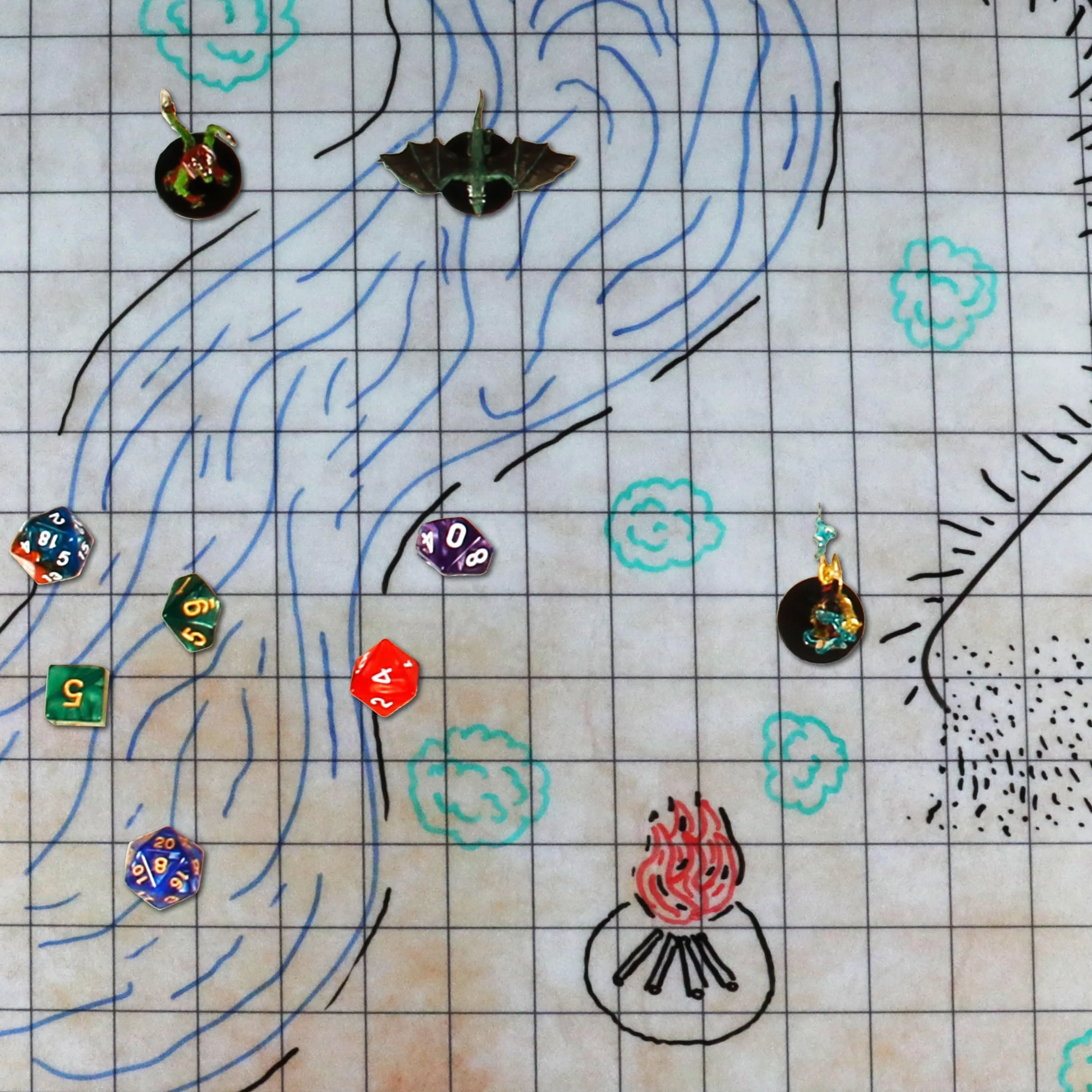 ENHANCE Deluxe RPG Grid Mat - Mapa de DND (61 x 91 cm) con Goma de Primera Calidad, Agarre Antideslizante, Sin Arrugas - Juego de Tapetes de DND de Borrado Húmedo en Seco
