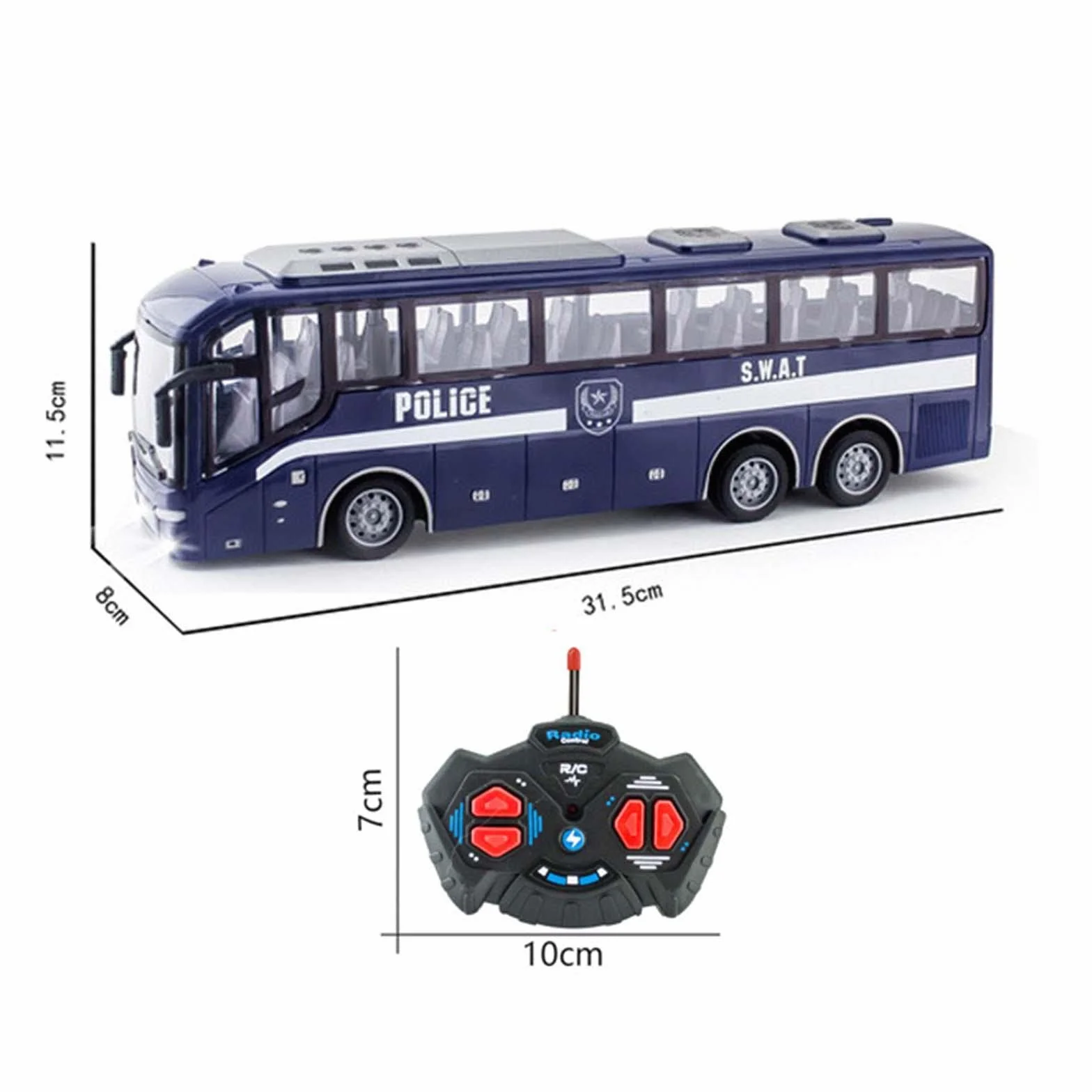 Autobús Escolar Coche de Juguete RC Modelo a Control Remoto con Luces y Ruedas Antideslizantes Trabajo Preciso y Mando Completo Adecuado para Niños, Azul