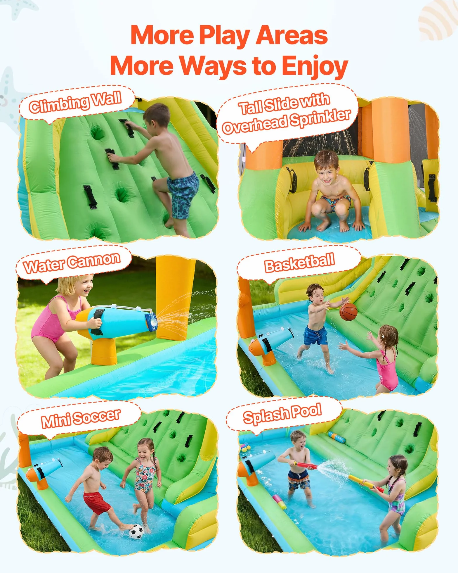 VEVOR Castillo Hinchable con Soplador 405 x 347 x 255 cm, Parque Infantil Inflable con 2 Toboganes Acuáticos, Piscina de Chapoteo, Muro de Escalada y Zona de Rebote para 3 a 4 Niños de 3 a 8 Años