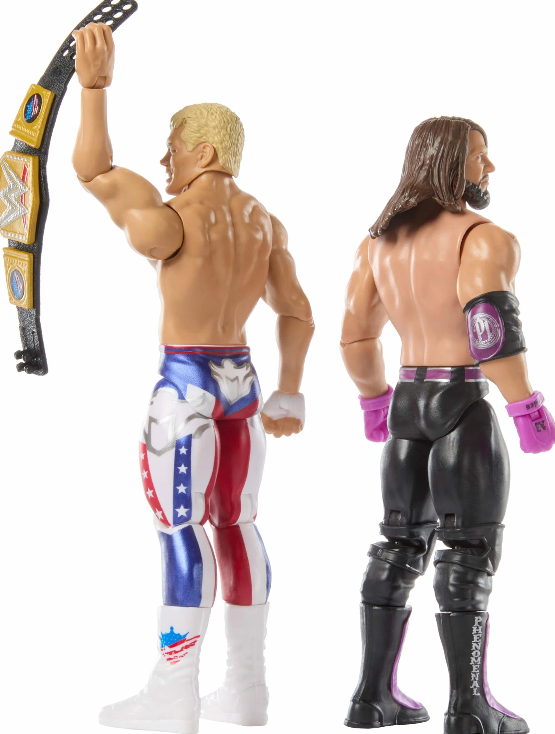 Mattel WWE Main Event Showdown - Figuras de acción con accesorio, serie #22 Cody Rhodes vs AJ Styles, juego coleccionable, 6 pulgadas