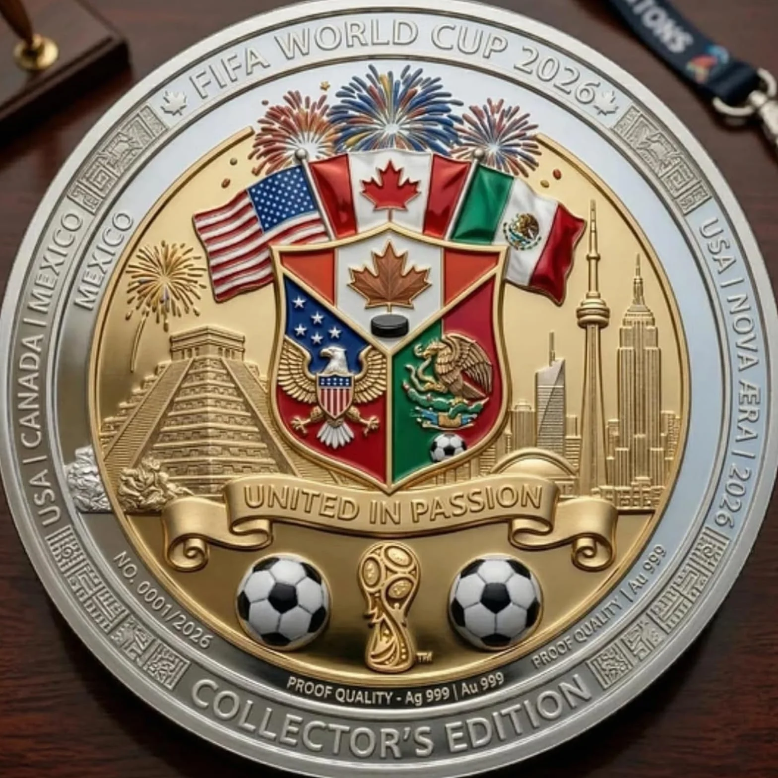 Moneda Conmemorativa del Mundial 2026, Moneda de Metal de Doble Cara, Ideal para Exhibir, como Accesorio de Escritorio o como Regalo de Recuerdo, para Aficionados y Coleccionistas de Fútbol (1 pc)
