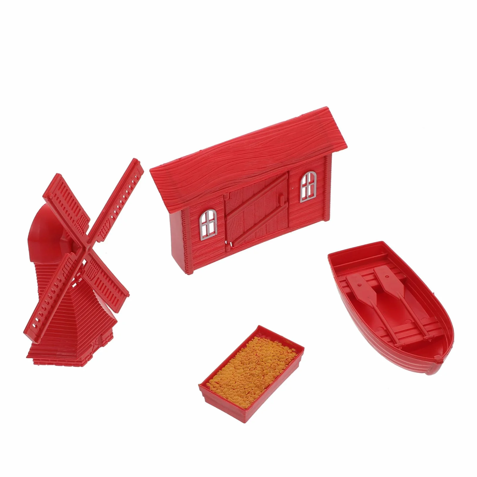 Lurrose 16 Piezas Modelo de Granja Decoracion Miniatura Juguetes Modelo de Granja para niños decoración Juguetes niño Accesorio de diseño en Miniatura Accesorio de Paisaje Molino Rojo