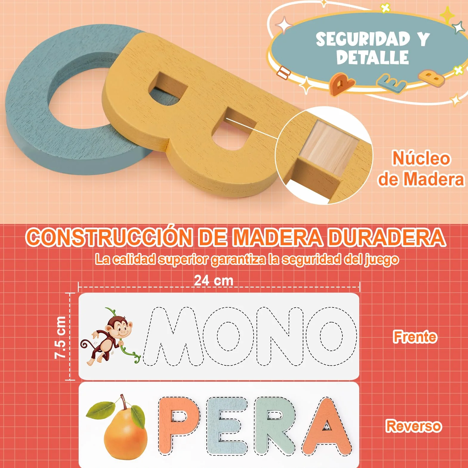 Joozmui Juguetes Niños 3 4 5 6 7 8 Años, Juegos Educativos Niños 3-8 Años Regalo Niña 3-8 Años Juegos para Niño Juguetes Niña Aprender a Leer Juguetes Montessori Scrabble Español
