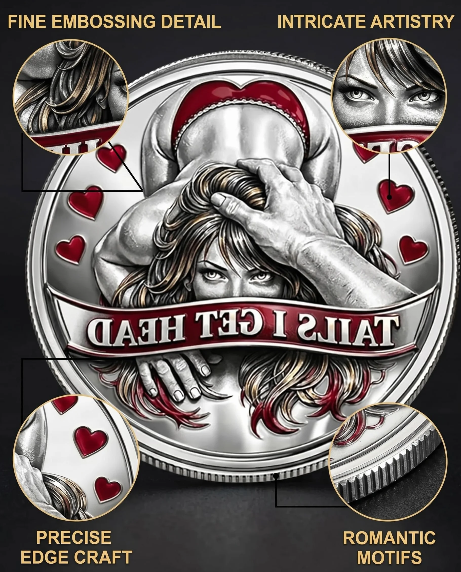 Moneda de Desafío para Parejas 1 Unidad Moneda Conmemorativa con Relieve 3D Regalo Divertido para Parejas Decisión Romántica Momentos Lúdicos San Valentín Aniversario