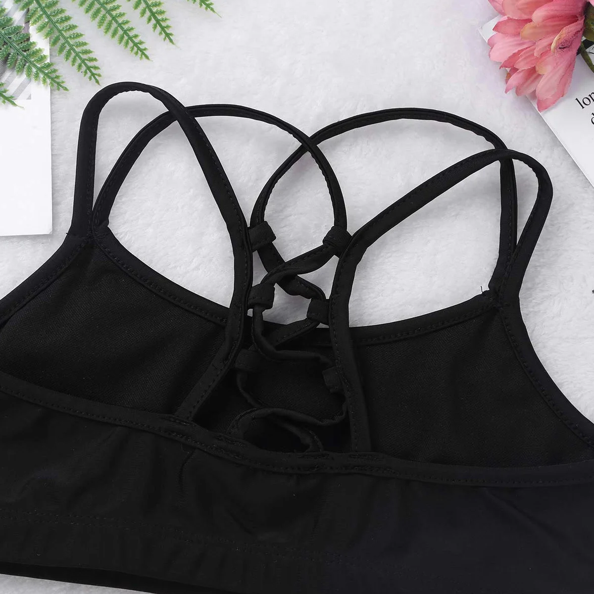 TiaoBug Tank Top de Tirantes Deporte para Niñas Danza Gimnasia Running Sujetador Deportivo Elástico Básico
