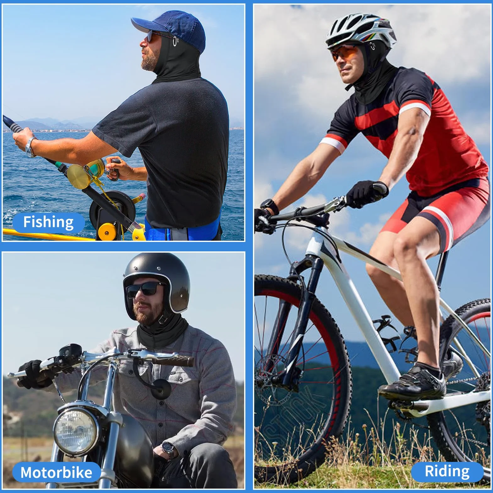 MELLIEX Verano Pasamontañas para Hombre y Mujer, Balaclava Seda de Hielo para Ciclismo Moto
