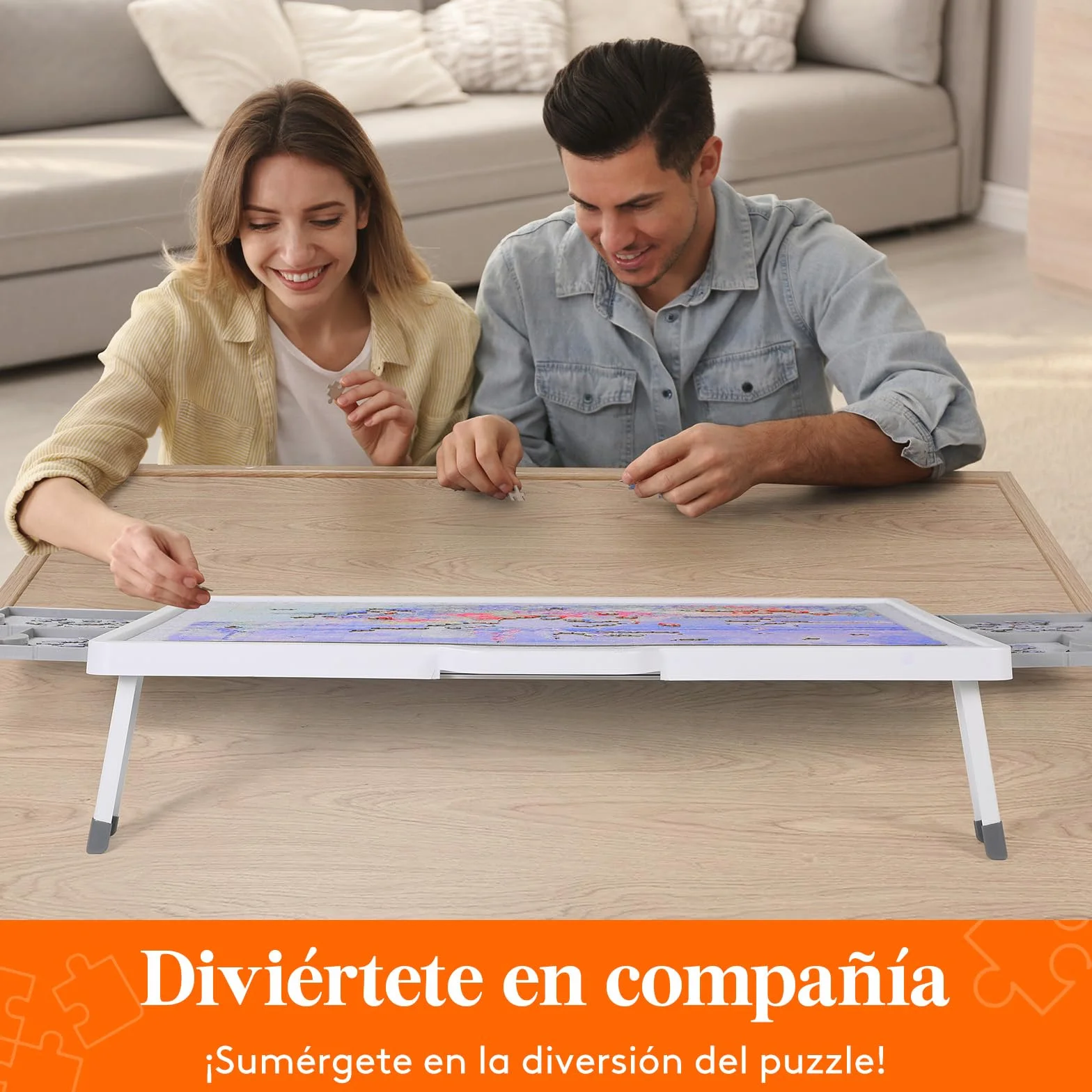 Lifewit 1500 PCS Puzzle Board con Soporte Inclinado, Tabla de Rompecabezas con 4 Cajones and Tapas, Multifuncional Plástico Tablero Puzzles Giratorio de 360°, 89 x 68.5cm, Blanco